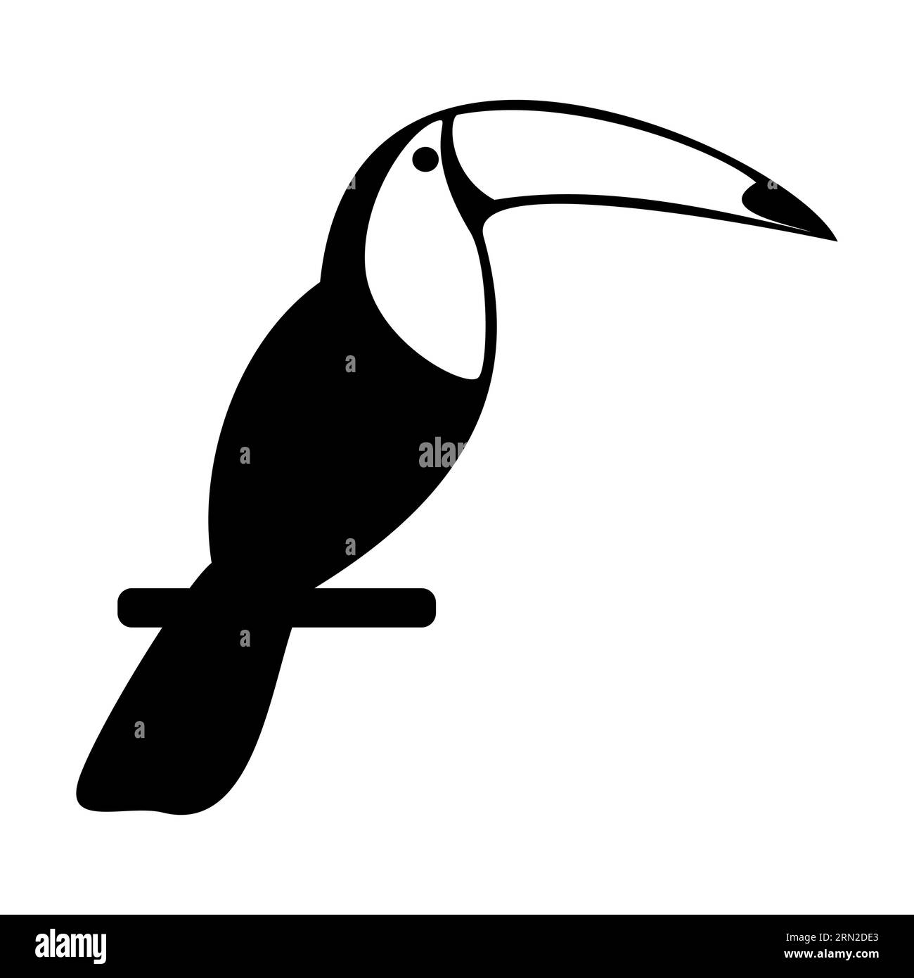 Schwarze Silhouette des Tukans isoliert auf weiß Stock Vektor