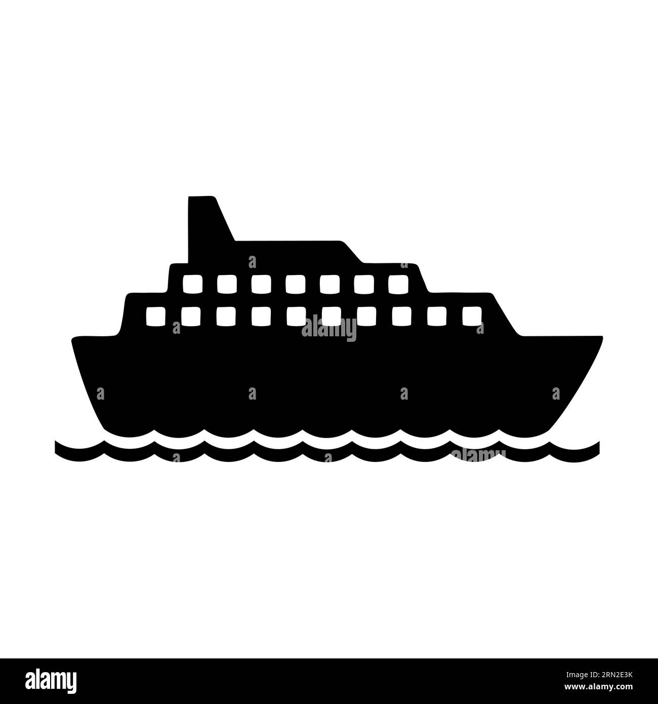 Schwarze Silhouette eines Kreuzfahrtschiffs mit mehreren Decks Stock Vektor