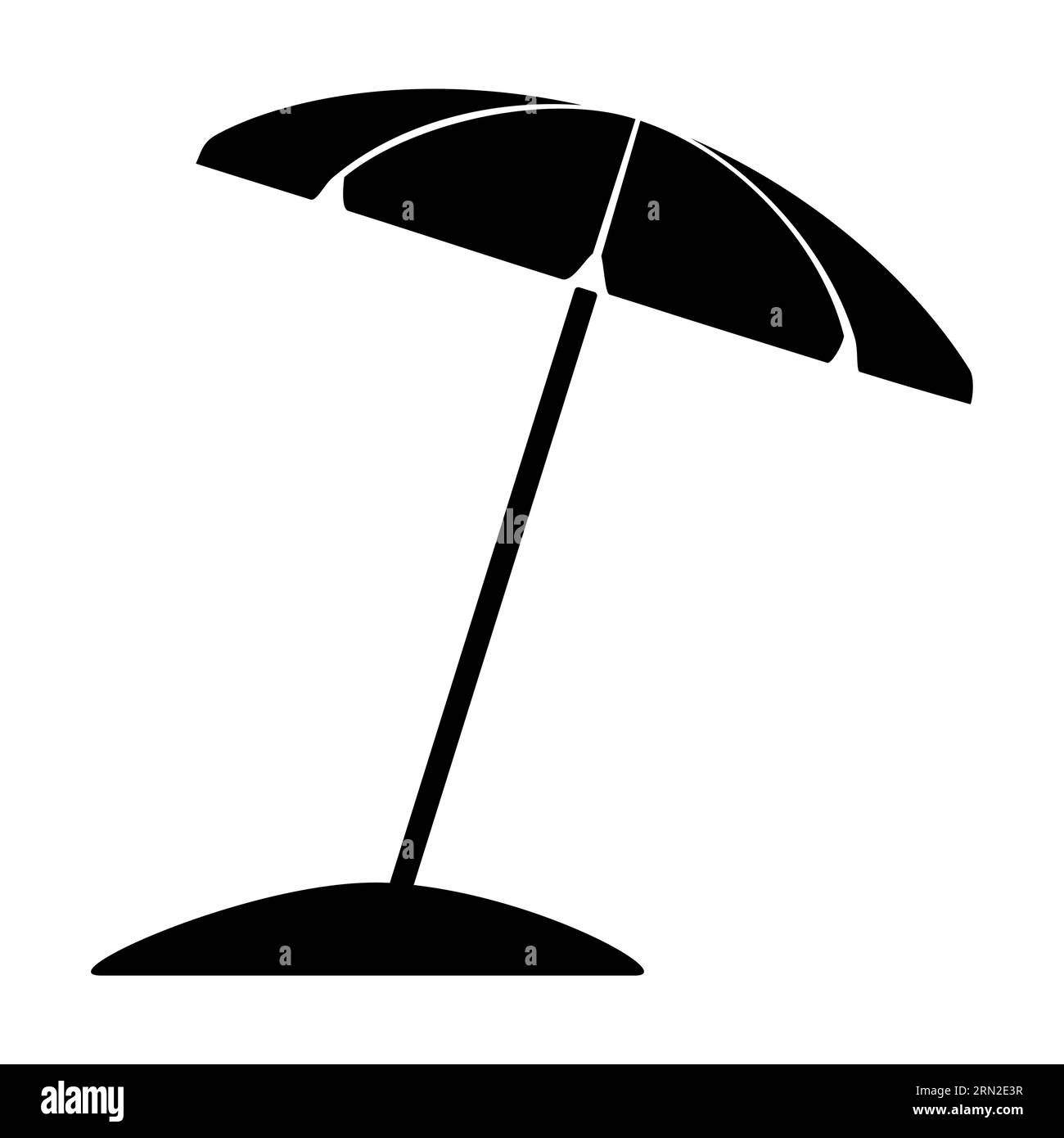 Schwarze Silhouette des Sonnenschirms isoliert auf weiß Stock Vektor