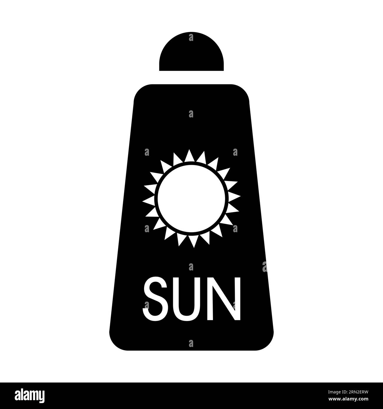 Schwarze Silhouette der Röhre mit Sonnenschutzmittel isoliert auf weiß Stock Vektor