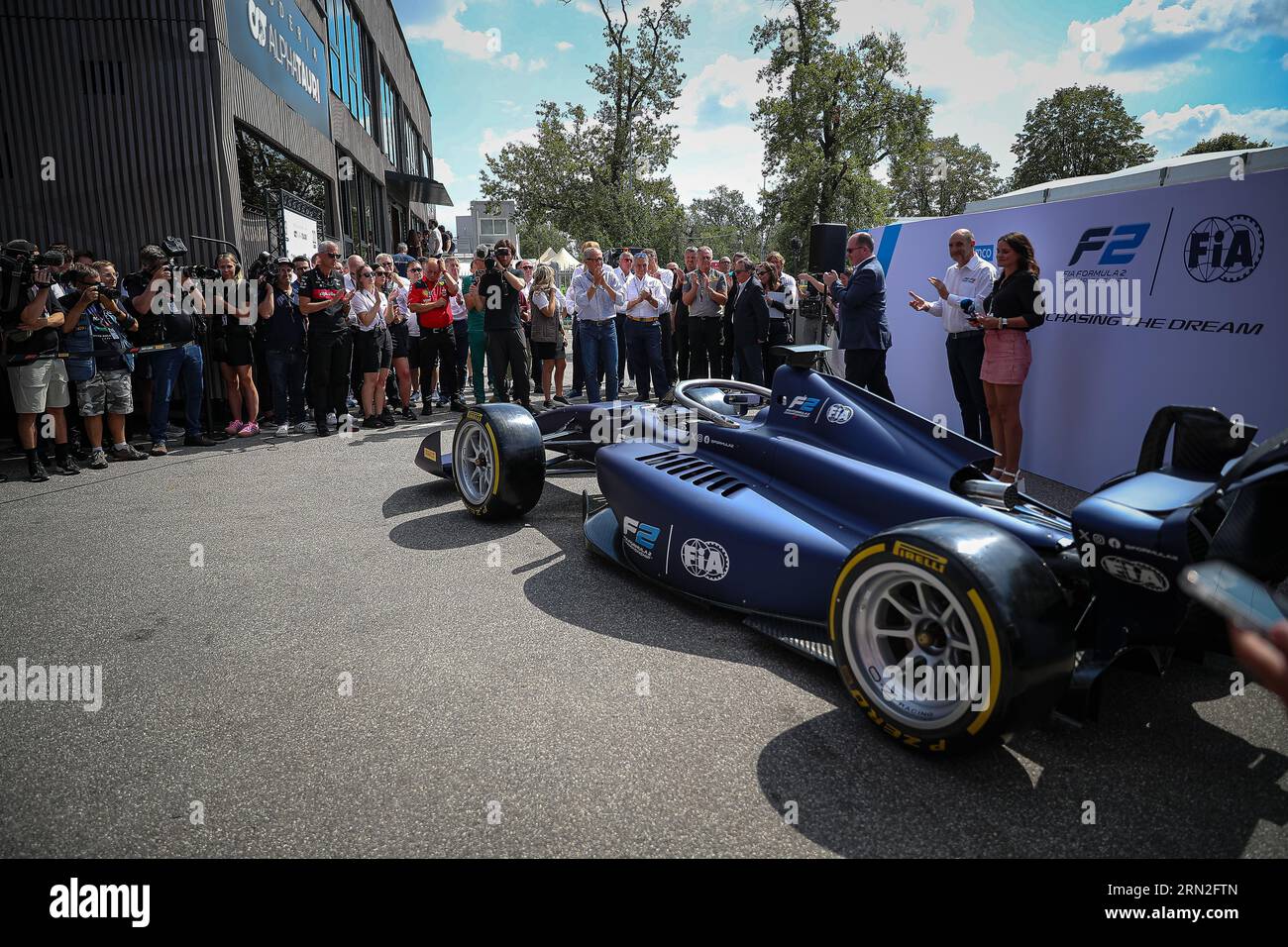 Vorstellung des neuen F2-Wagens für die Saison 2024 während des italienischen GP, Monza 31. August bis 3. September 2023 Formel-1-Weltmeisterschaft 2023. Stockfoto