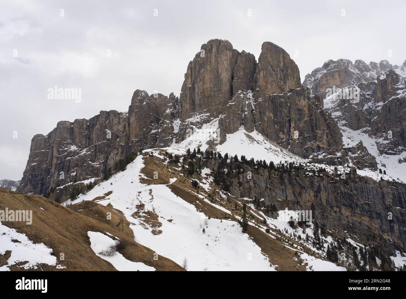 Foto der Berge von Selva di Val Gardena. Stockfoto