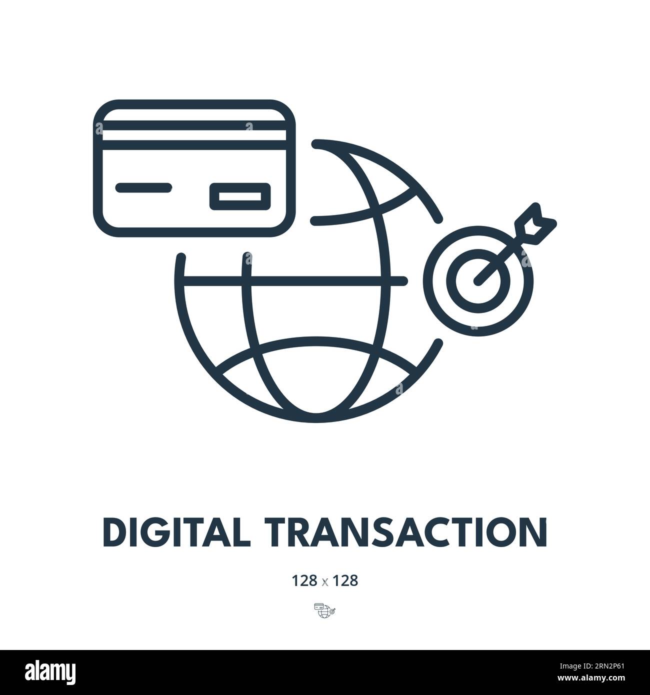 Symbol Für Digitale Transaktion. Zahlung, Transfer, Kauf. Bearbeitbare Kontur. Symbol „Einfacher Vektor“ Stock Vektor