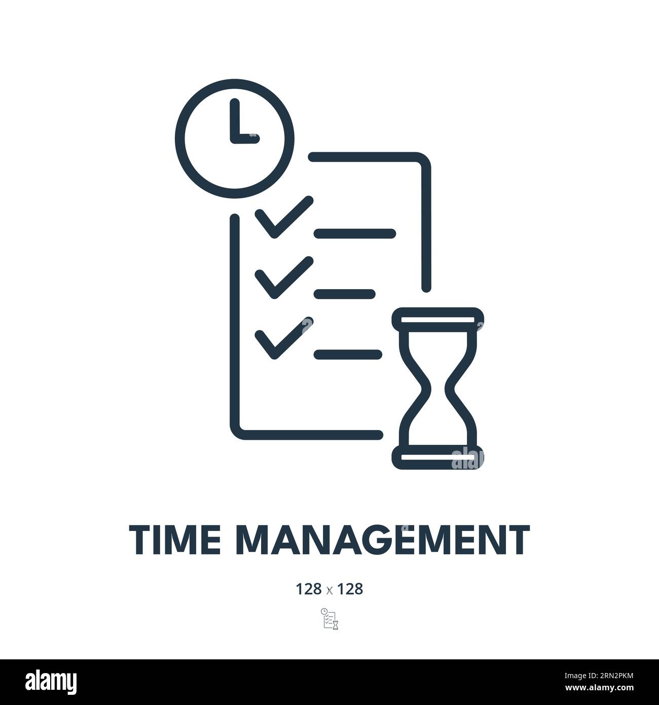 Symbol Zeitmanagement. Uhr, Zeitplan, Effizienz. Bearbeitbare Kontur. Symbol „Einfacher Vektor“ Stock Vektor