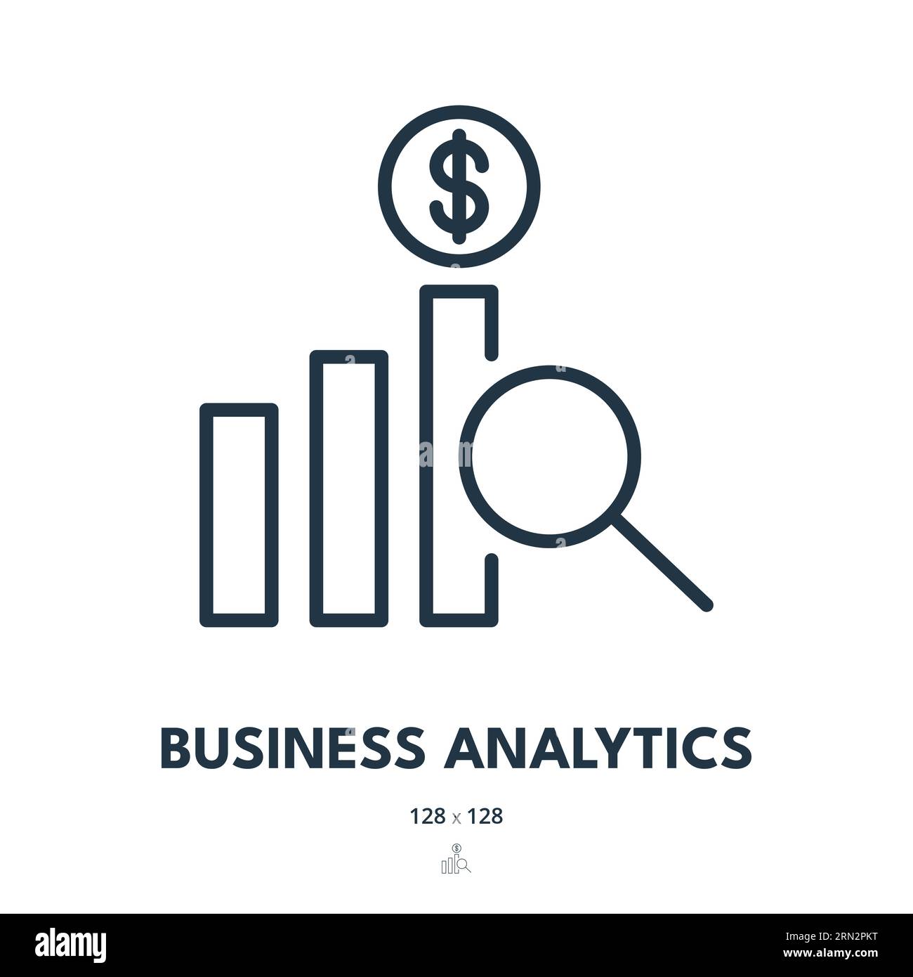 Symbol Für Business Analytics. Statistik, Audit, Buchhaltung. Bearbeitbare Kontur. Symbol „Einfacher Vektor“ Stock Vektor