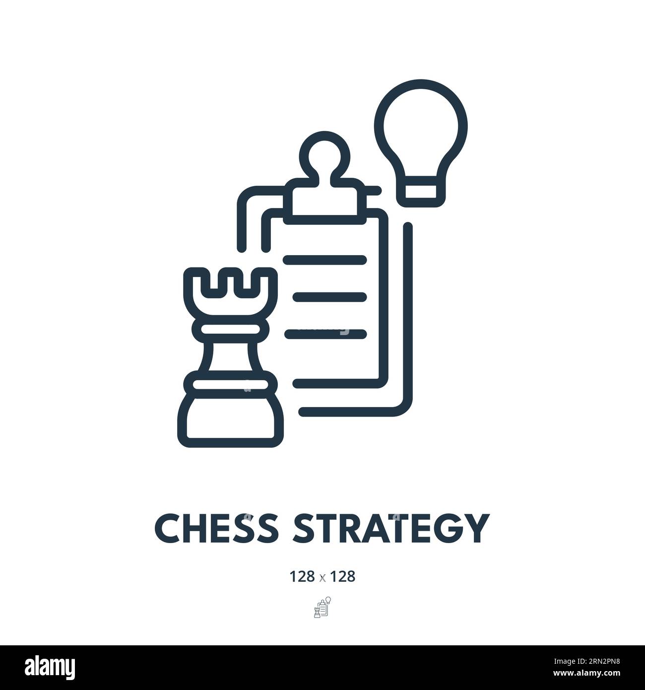Symbol Schachstrategie. Schachmatt, Spiel, Taktik. Bearbeitbare Kontur. Symbol „Einfacher Vektor“ Stock Vektor