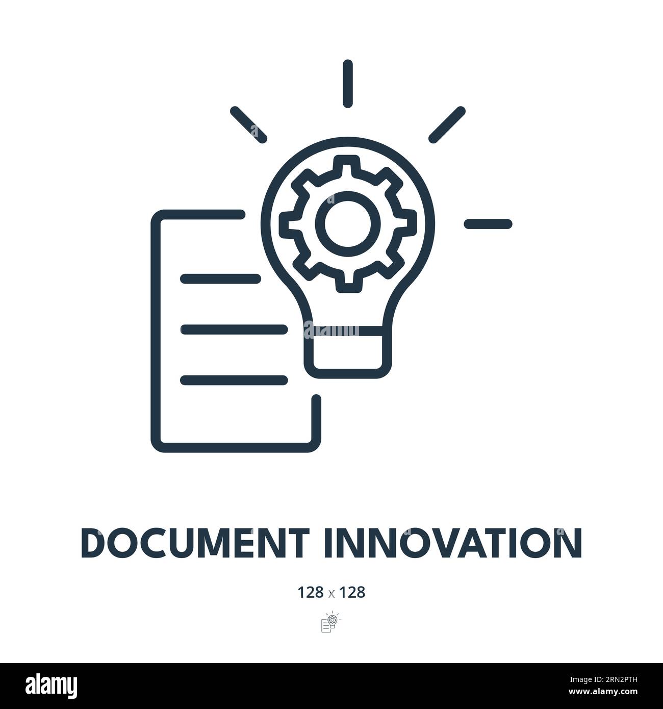 Symbol „Dokumentinnovation“. Datei, Seite, Daten. Bearbeitbare Kontur. Symbol „Einfacher Vektor“ Stock Vektor