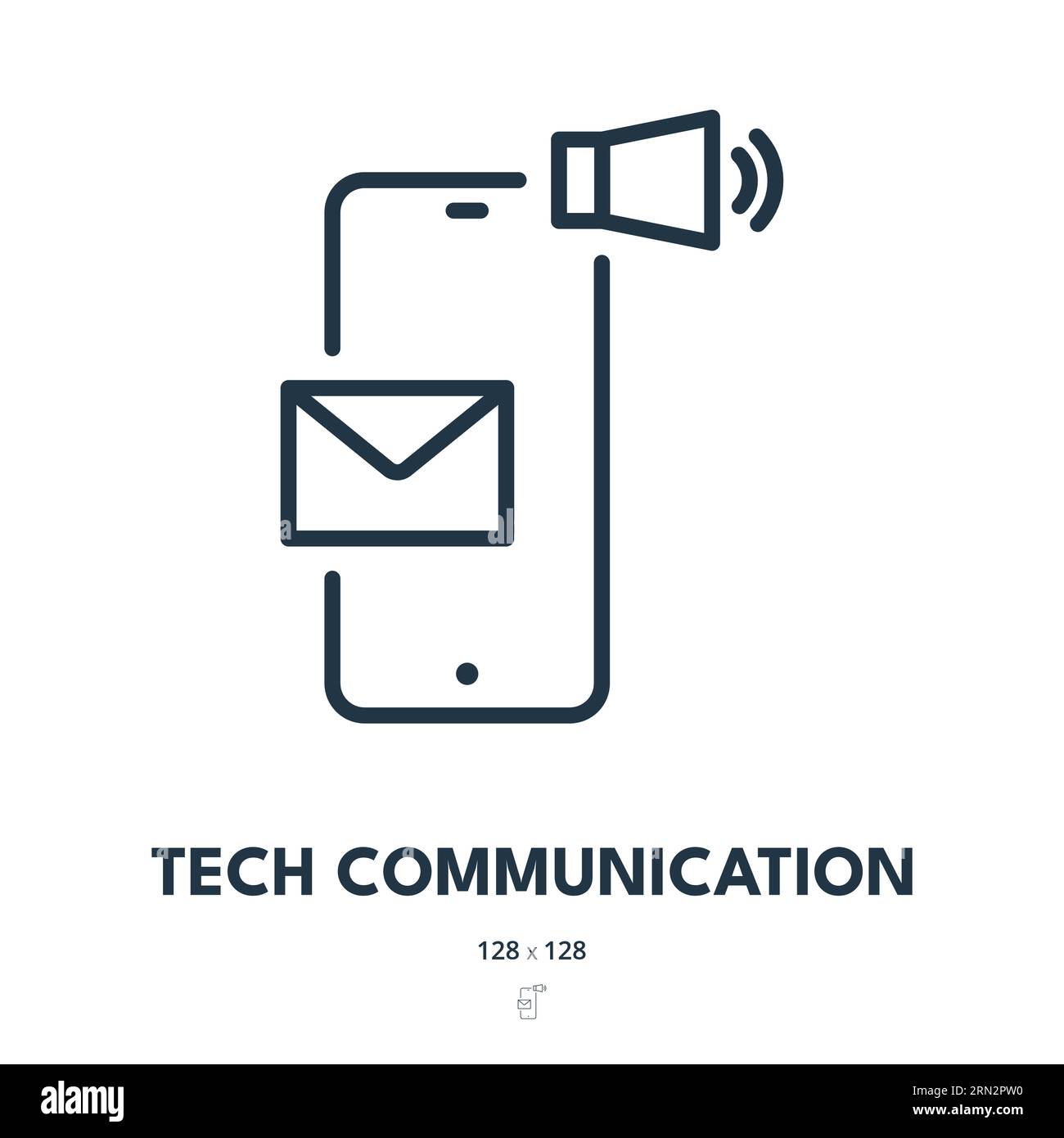 Symbol Für Technische Kommunikation. Technologie, Netzwerk, Global. Bearbeitbare Kontur. Symbol „Einfacher Vektor“ Stock Vektor