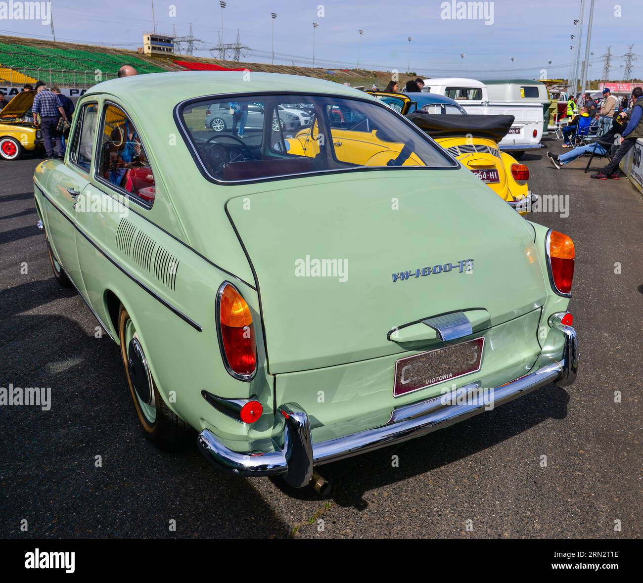 Volkswagen VW Type 3 Fastback Fast Back Green Vintage Retro auf Show Shine, Melbourne Victoria Australien Stockfoto