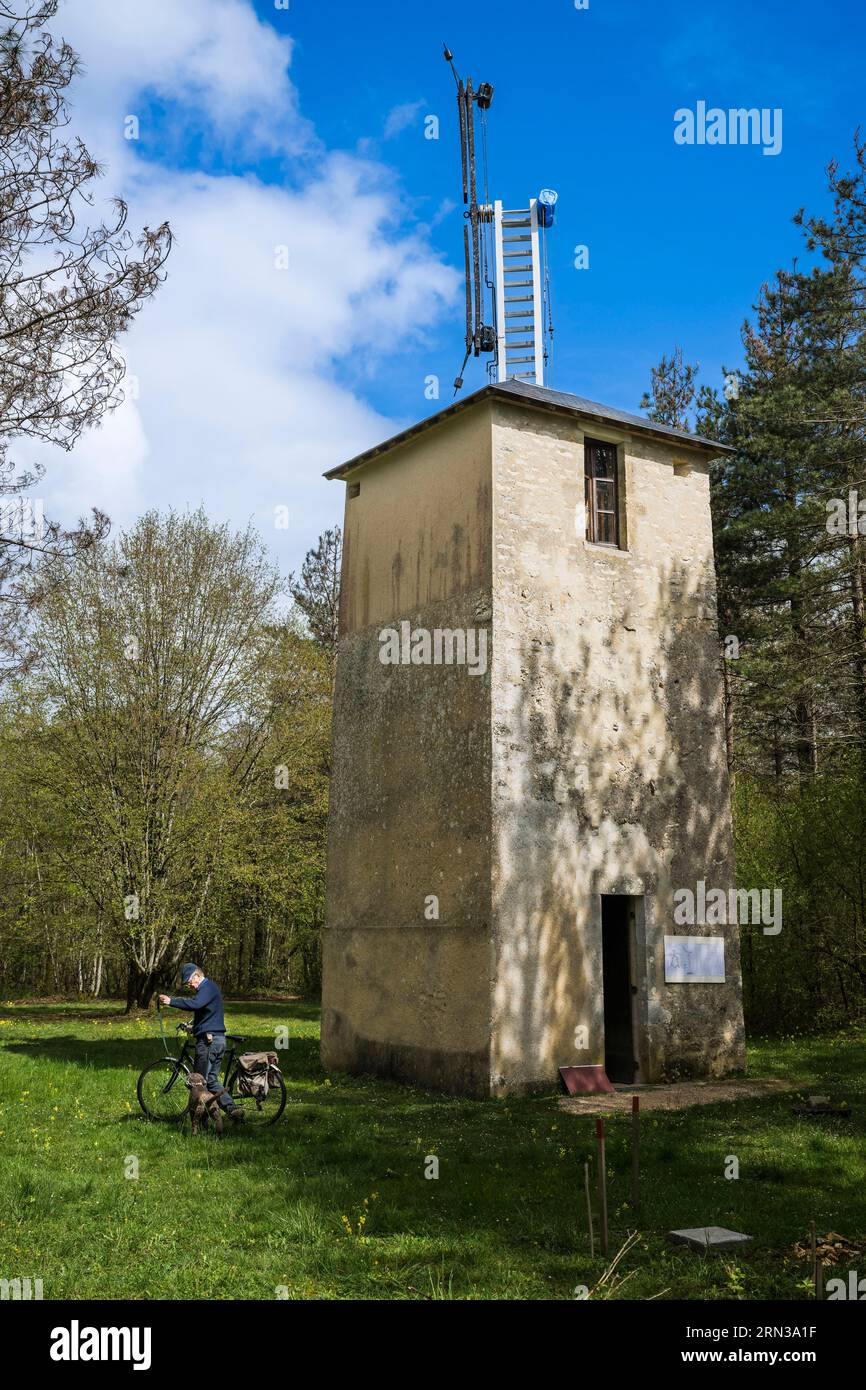 Frankreich, Yonne, Annoux, Chappe Telegraph 1809 erbaut und 1994 restauriert, optischer Telegraph Stockfoto