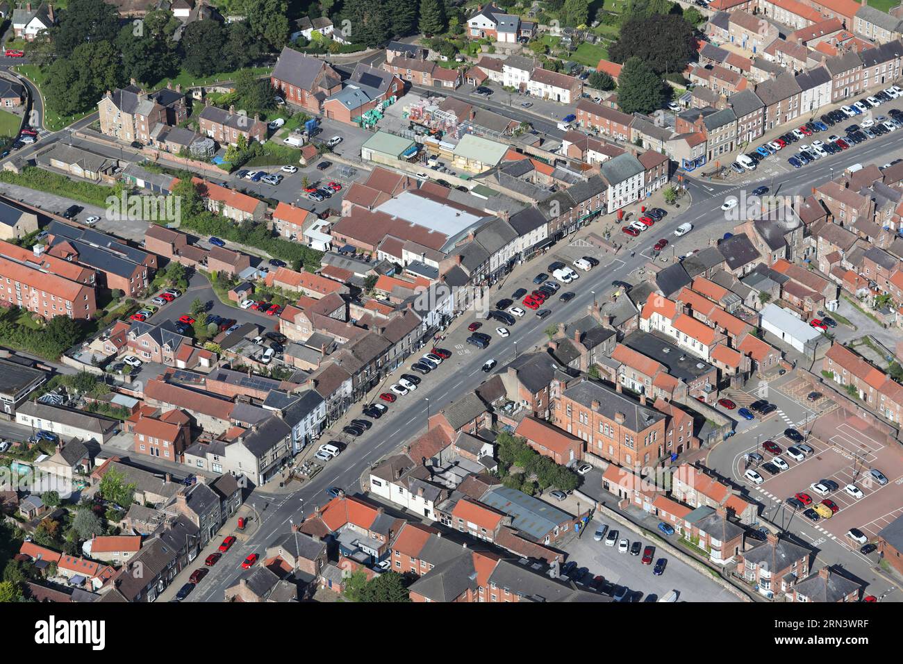 Luftaufnahme der Marktstadt Bedale, North Yorkshire Stockfoto