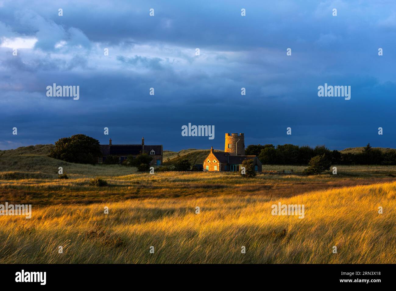 Snook Tower und House auf Holy Island Stockfoto