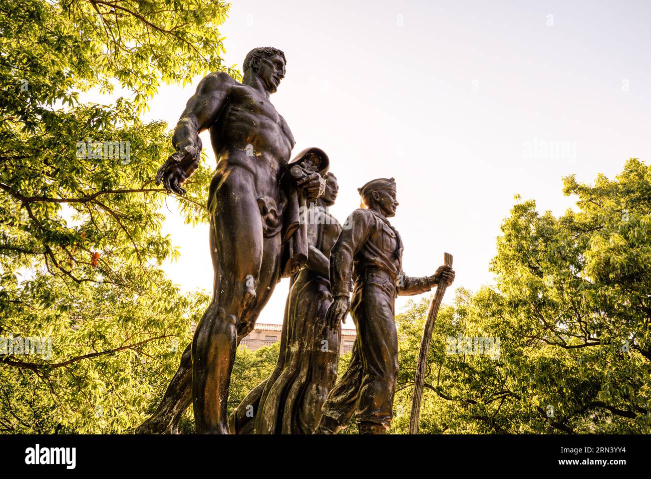 WASHINGTON DC – das Boys Scout Memorial befindet sich im President's Park in der Nähe des Weißen Hauses. Das 1964 enthüllte Hauptelement ist eine Skulptur, die die ehrgeizigen ideale der Pfadfinder symbolisiert. Stockfoto