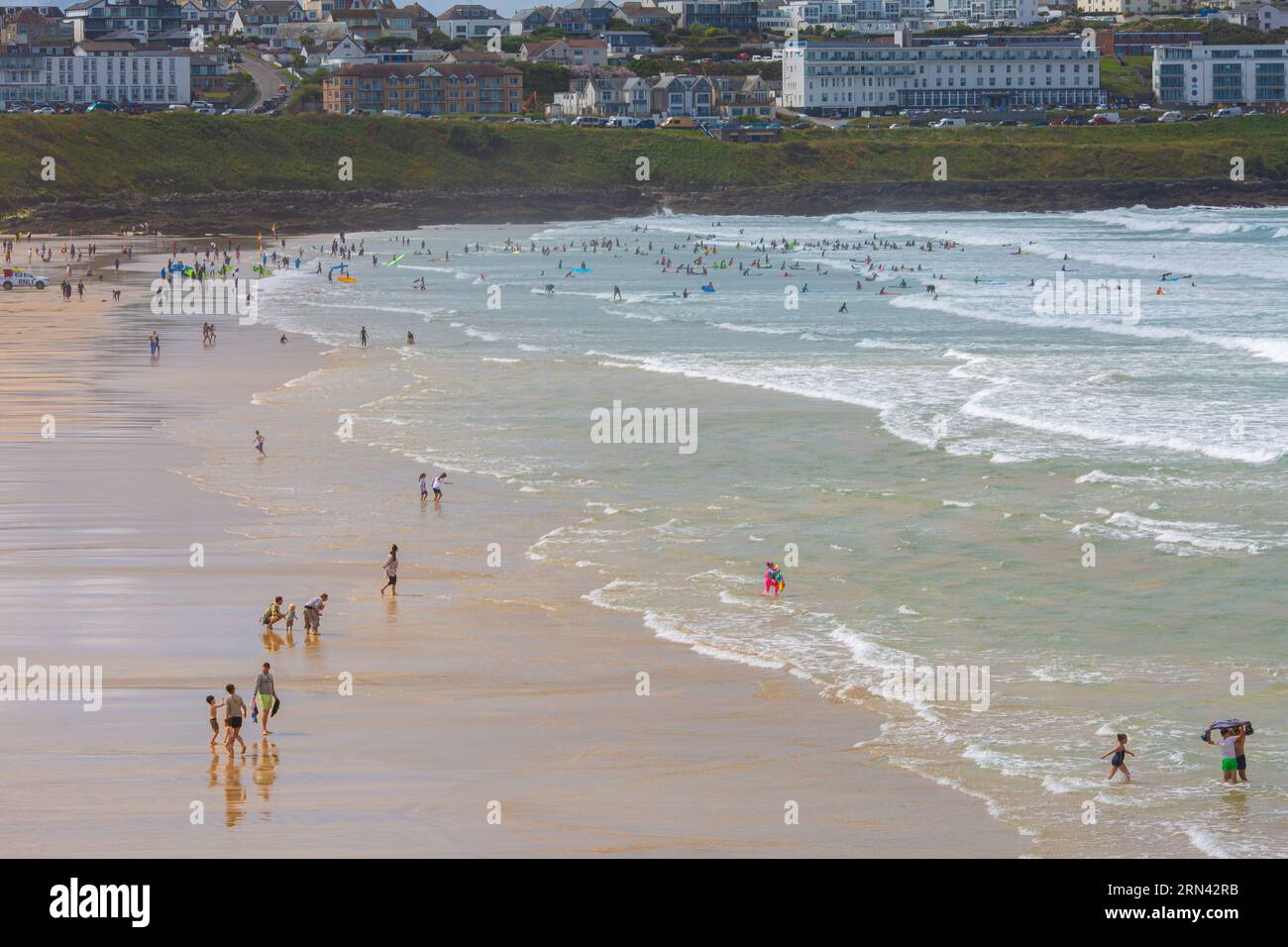Fistral Beach on a Sunday 23/07/2023, Newquay, Cornwall, Großbritannien Stockfoto