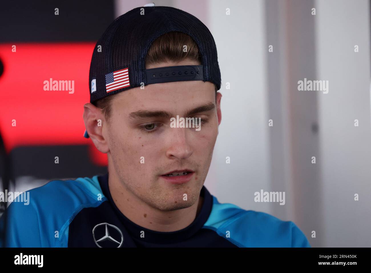 Monza, Italien. August 2023 31. Logan Sargeant von Williams Racing während Vorschauen vor dem F1 Grand Prix von Italien im Autodromo Nazionale am 31. August 2023 in Monza, Italien. Dank: Marco Canoniero/Alamy Live News Stockfoto
