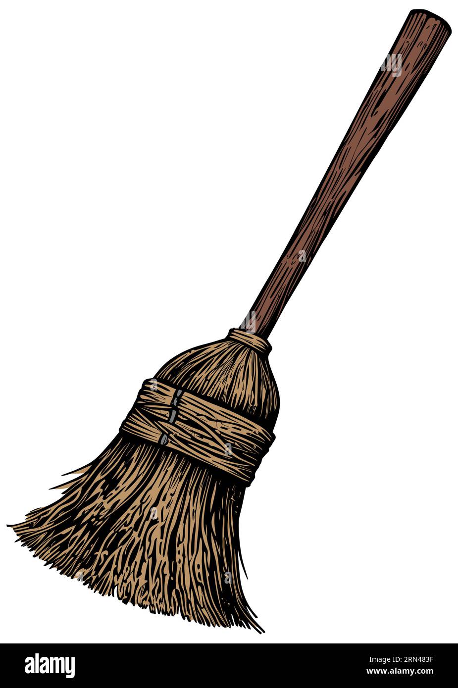 Illustration des Hexenbesenstifts isoliert auf weißem Hintergrund. Stock Vektor
