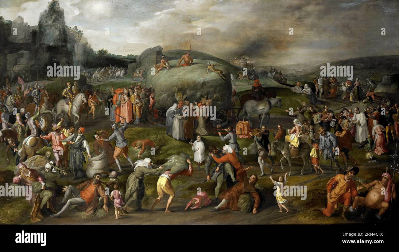 Die Allegorie des Missbrauchs durch die Autoritäten von Kirche und Staat. Gillis Mostaert. 1570 - 1580. Stockfoto