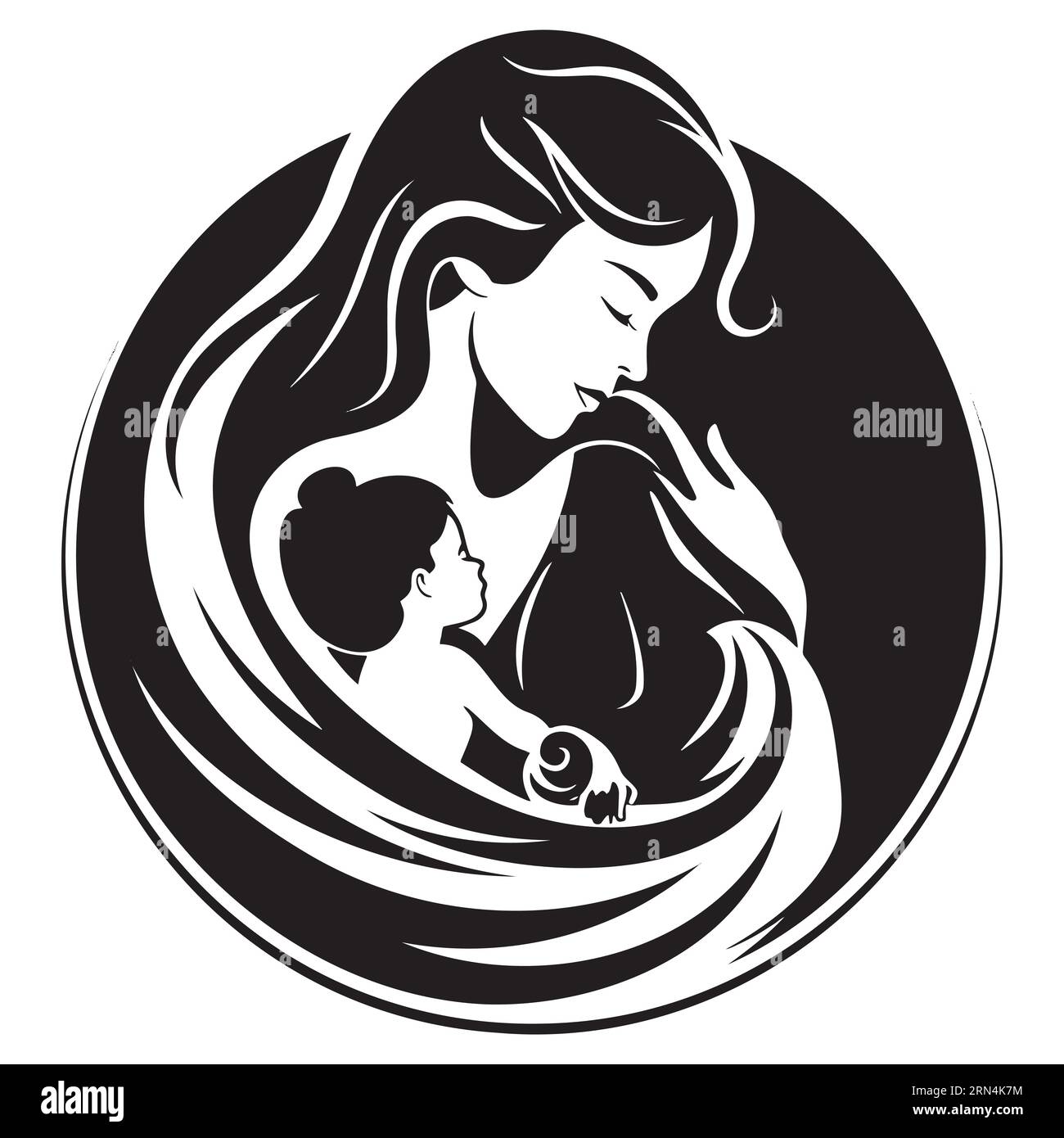 Mutter und Baby stilisierte Vektor Symbol, Mutter umarmt sie Kind logo Vorlage Stock Vektor