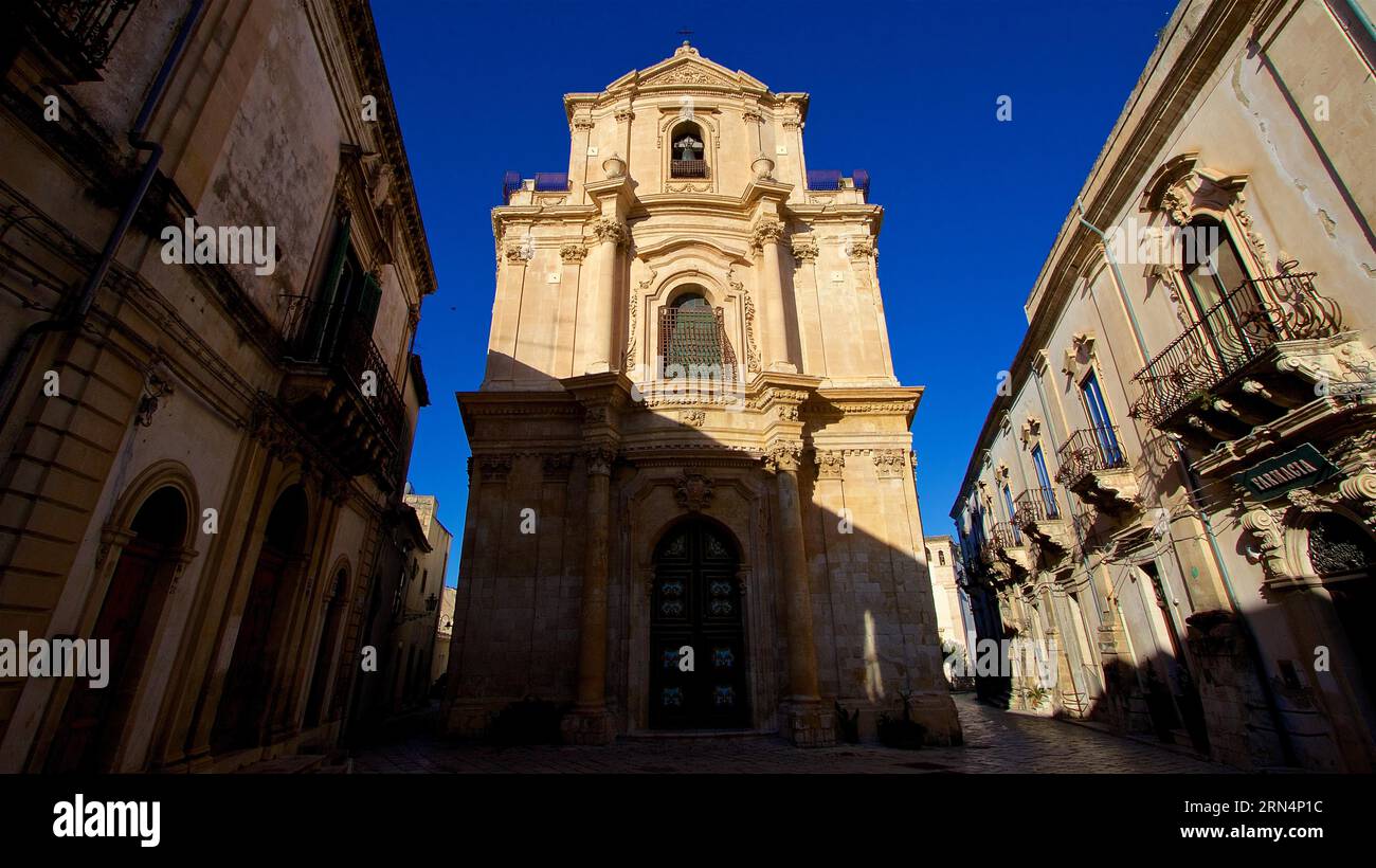 Chiesa di San Michele Arcangelo, Kirche des Erzengels Michael, Scigli, Barockstadt, Barockecke, Südosten, Sizilien, Italien Stockfoto