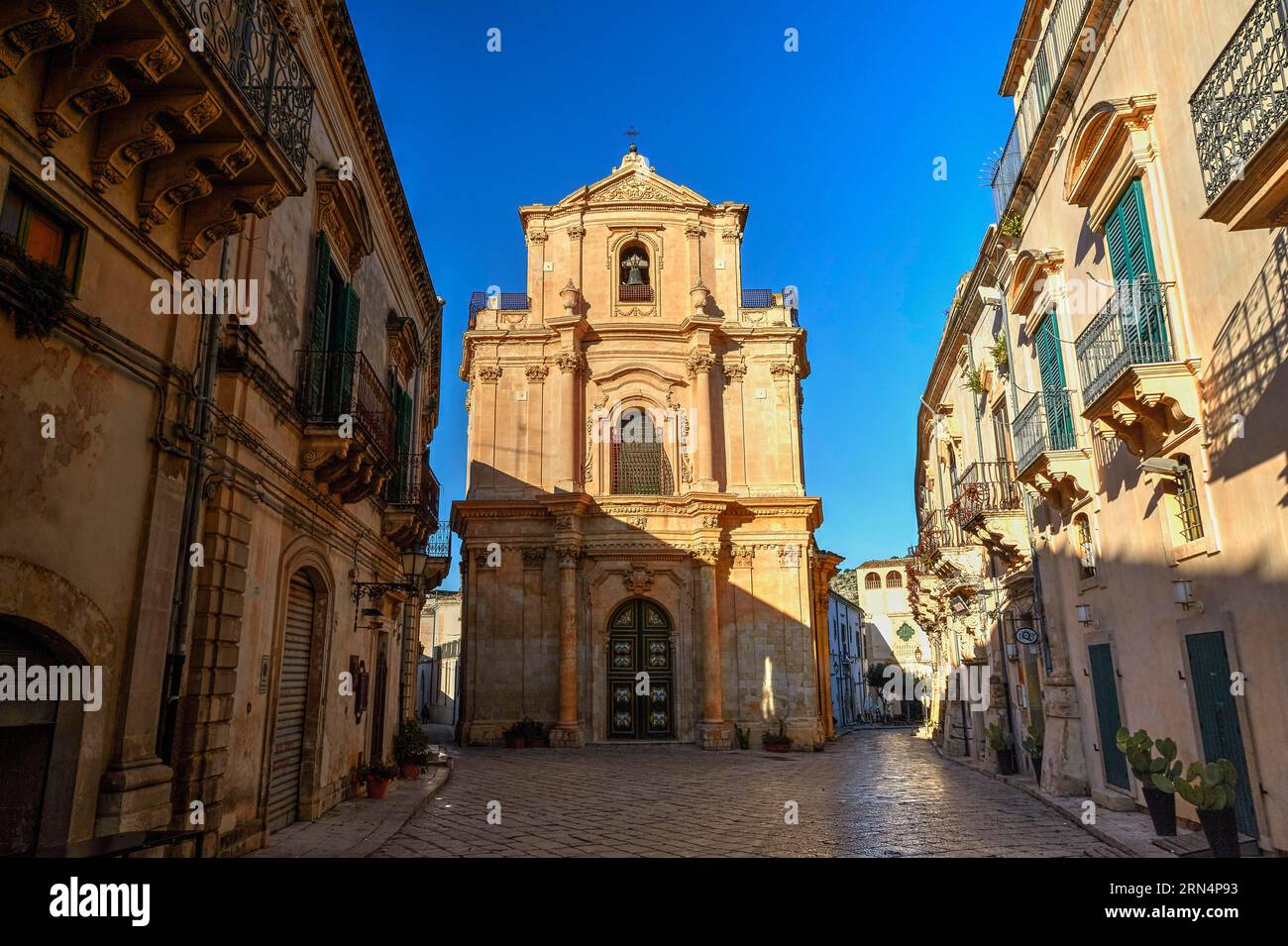 Chiesa di San Michele Arcangelo, Kirche des Erzengels Michael, Scigli, Barockstadt, Barockecke, Südosten, Sizilien, Italien Stockfoto
