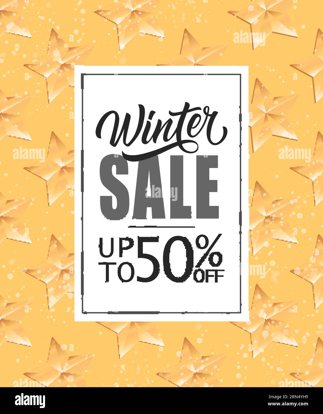 Winter Sale Schriftzug mit goldenen Sternen Stock Vektor