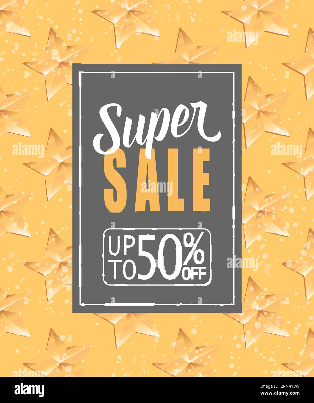 Super-Sale-Schriftzug mit Gold-Sternen Stock Vektor