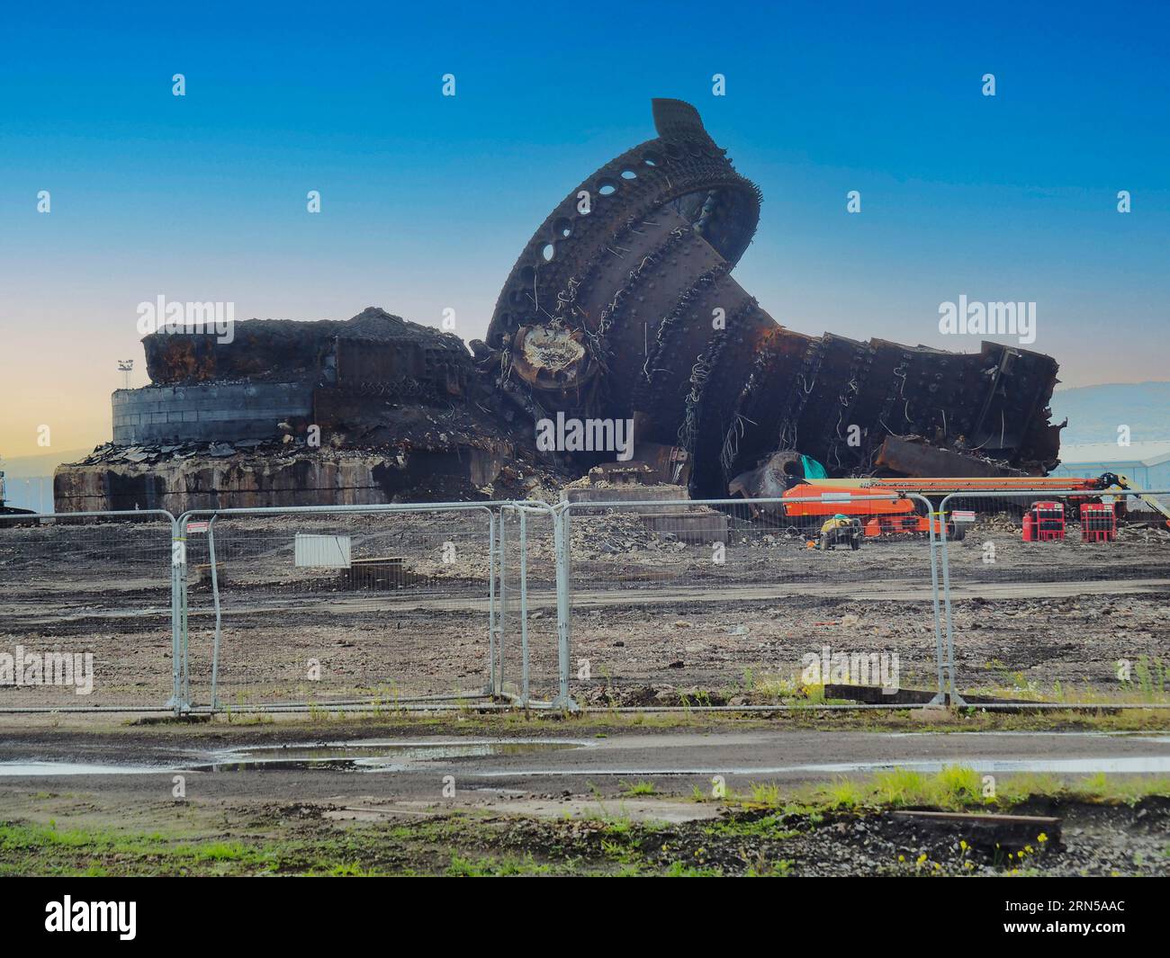 Die letzten Überreste des Redcar Hochofens während des Abrisses der Stahlwerke, um den Standort für Teesworks vorzubereiten, wo neue Industriearbeiten stattfinden werden Stockfoto