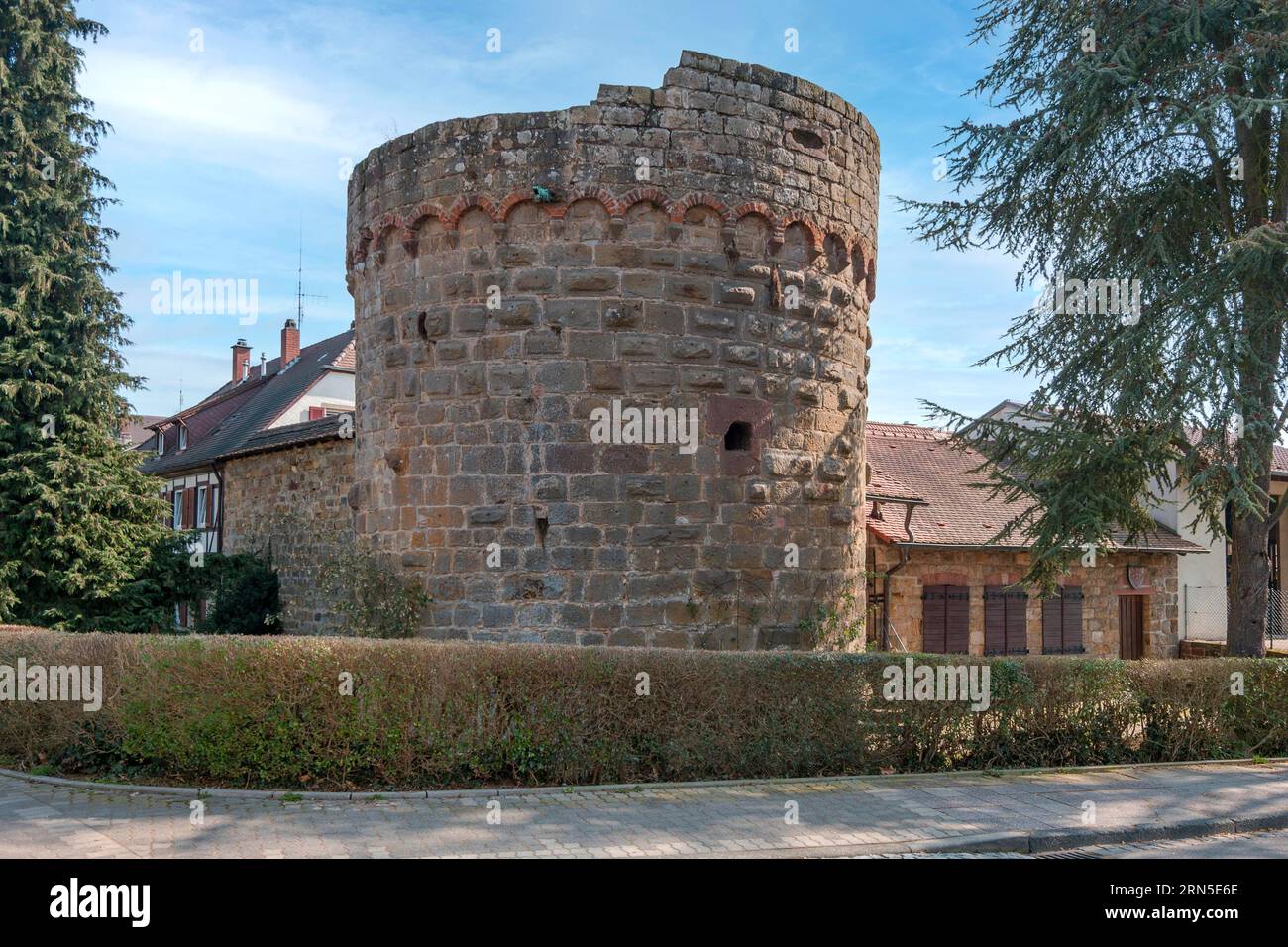 Stadtmauer, Bad Bergzabern, Deutsche Weinstraße, Pfalz, Rheinland-Pfalz, Deutschland Stockfoto