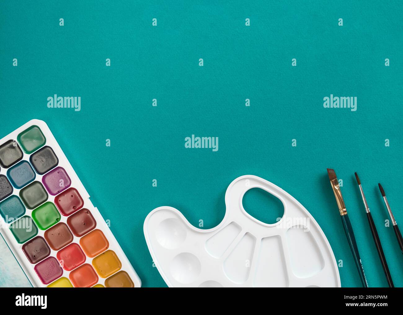 Zusammensetzung vorbereitet Schreibwaren Werkzeuge Malerei Stockfoto