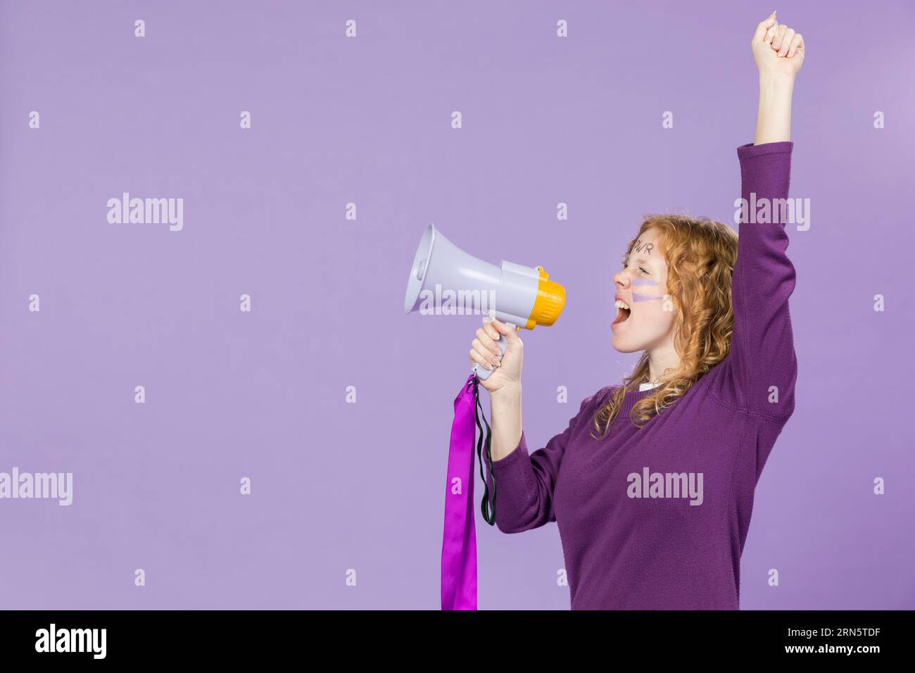 Portrait junger Aktivist protestiert Stockfoto