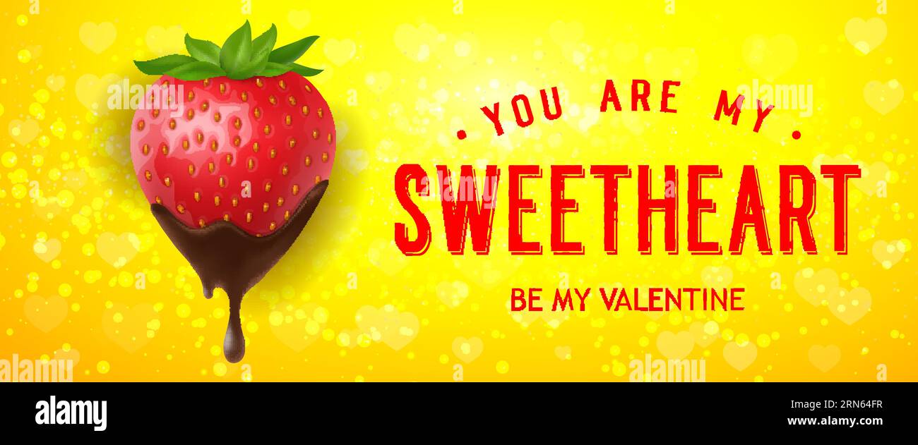Sei mein Valentinstag mit Erdbeere Stock Vektor