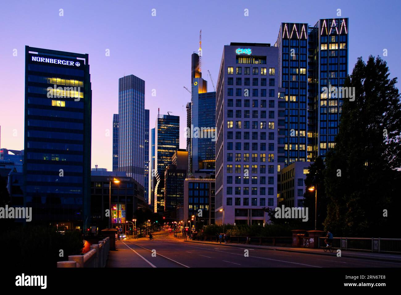 Gebäude im Bankenviertel, Hochhäuser, Panorama, Frankfurt am Main, Hessen, Deutschland Stockfoto