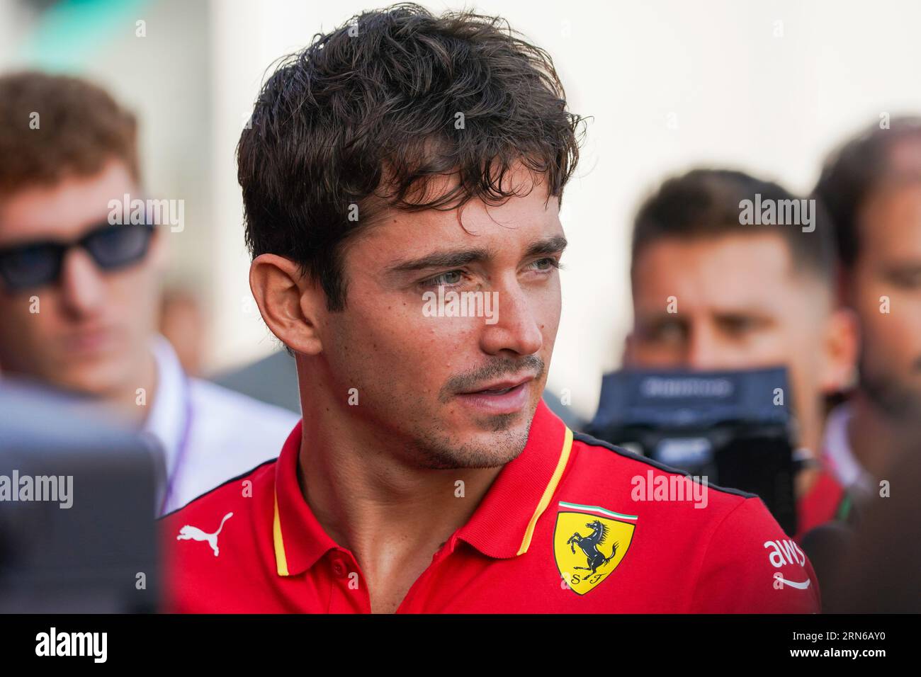 Charles Leclerc aus Monaco fuhr die (16) Scuderia Ferrari SF-23 während des Formel 1 Pirelli Grand Prix 2023 am 31. August 2023 in Monza, Italien. Quelle: Luca Rossini/E-Mage/Alamy Live News Stockfoto
