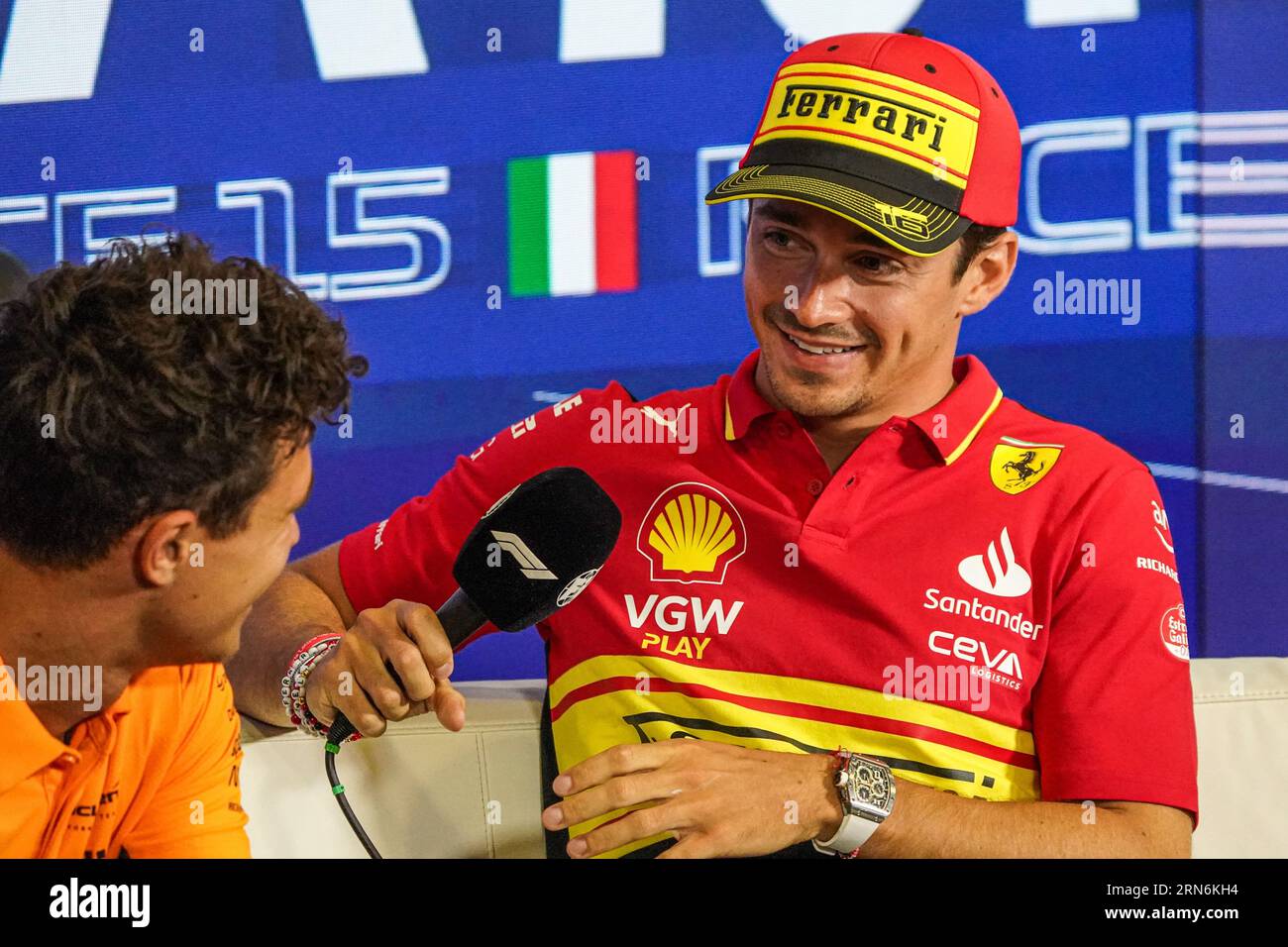 Monza, Italien. 31. August 2023. Charles Leclerc aus Monaco fuhr den Scuderia Ferrari SF-23 Ferrari während der Formel 1 Pirelli GP d'Italia. Quelle: Alessio Morgese/Alessio Morgese/E-Mage/Alamy Live News Stockfoto