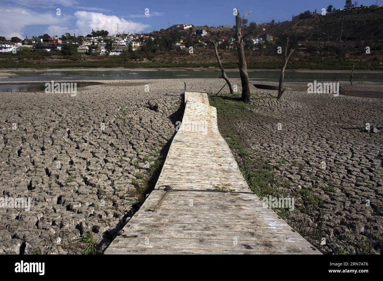 ENSENADA, aufgenommen am 28. August 2015, zeigt das Flussbett am Emiliano Lopez Zamora Damm in der Gemeinde Ensenada im Nordwesten Mexikos. Der Bundesstaat Baja California, insbesondere die Gemeinden Tijuana, Playas de Rosario und Ensenada, war Zeuge einer schweren Dürre. MEXIKO-UMWELT-DÜRRE GuillermoxArias PUBLICATIONxNOTxINxCHN Ensenada das Bild vom 28 2015. August zeigt das Flussbett AM Emiliano Lopez Zamora Damm in Ensenada Gemeinde Nordwest-Mexiko das Land S Baja Kalifornien Staat insbesondere die Gemeinden Tijuana Playas de Rosario und Ensenada war Zeuge eines Stockfoto