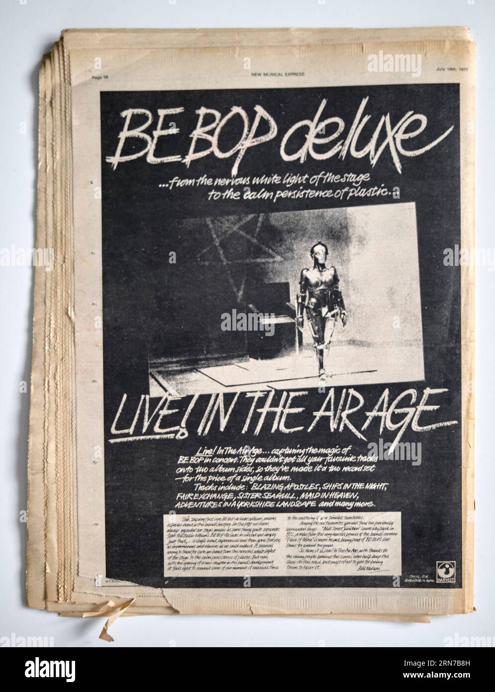 Werbespot für das Be Bop Deluxe-Album „Live in the Air Age“ im New Musical Express NME Magazine der 1970er Jahre Stockfoto