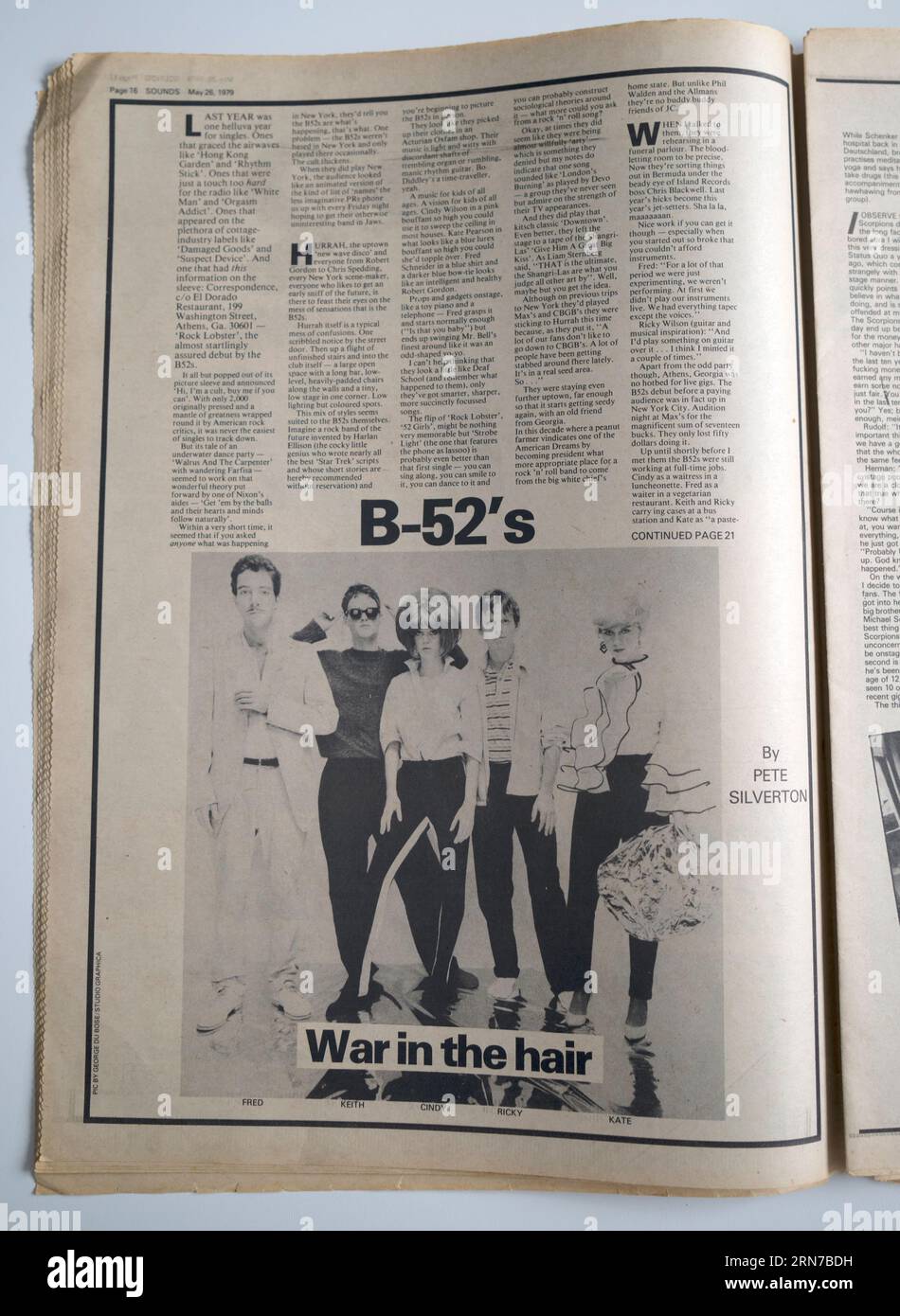 In den 70er-Jahren sind die B52s in Sounds, einer britischen Musikzeitung, zu sehen Stockfoto