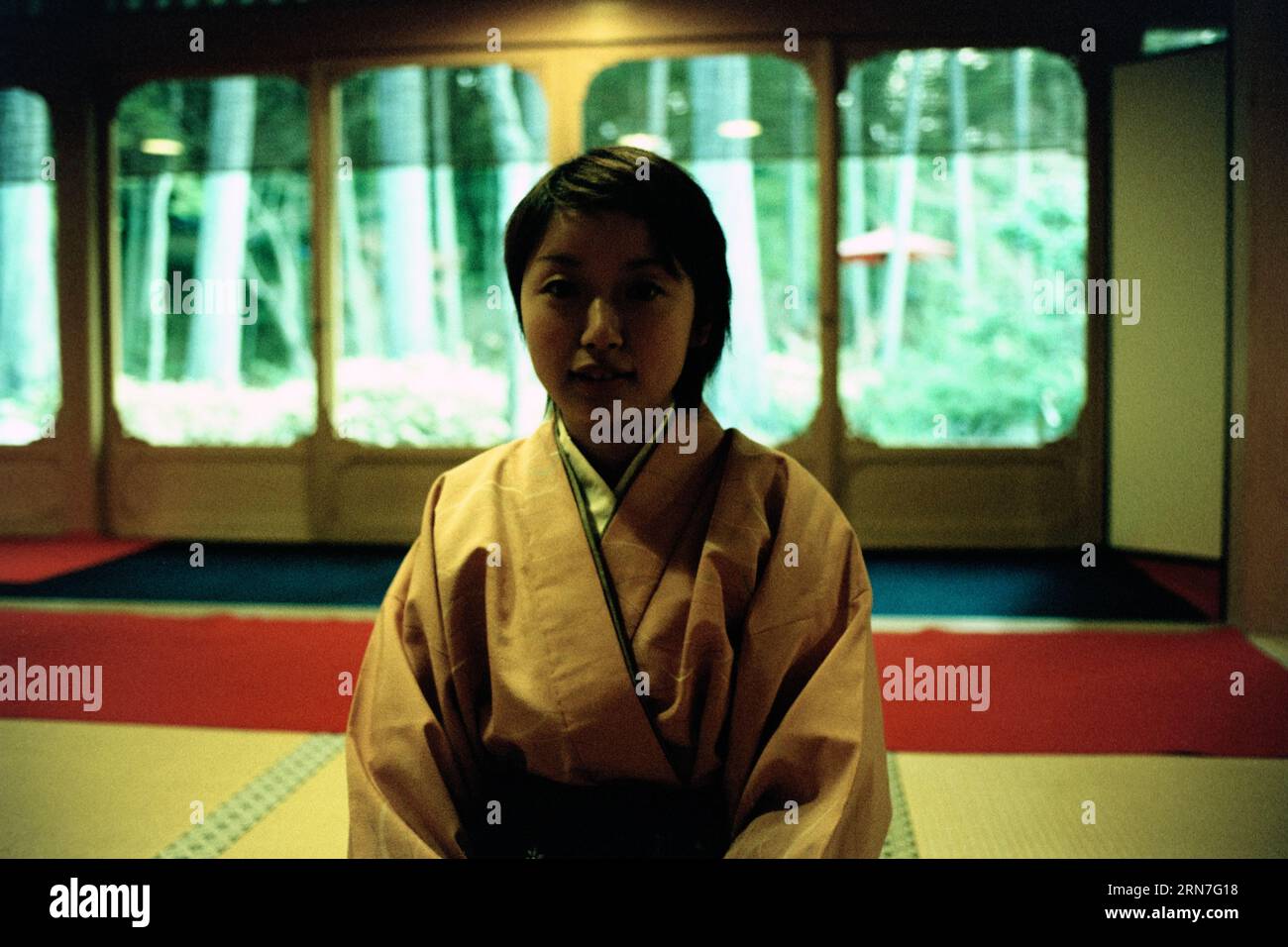 Japanische Dame bei einer traditionellen Teezeremonie Stockfoto