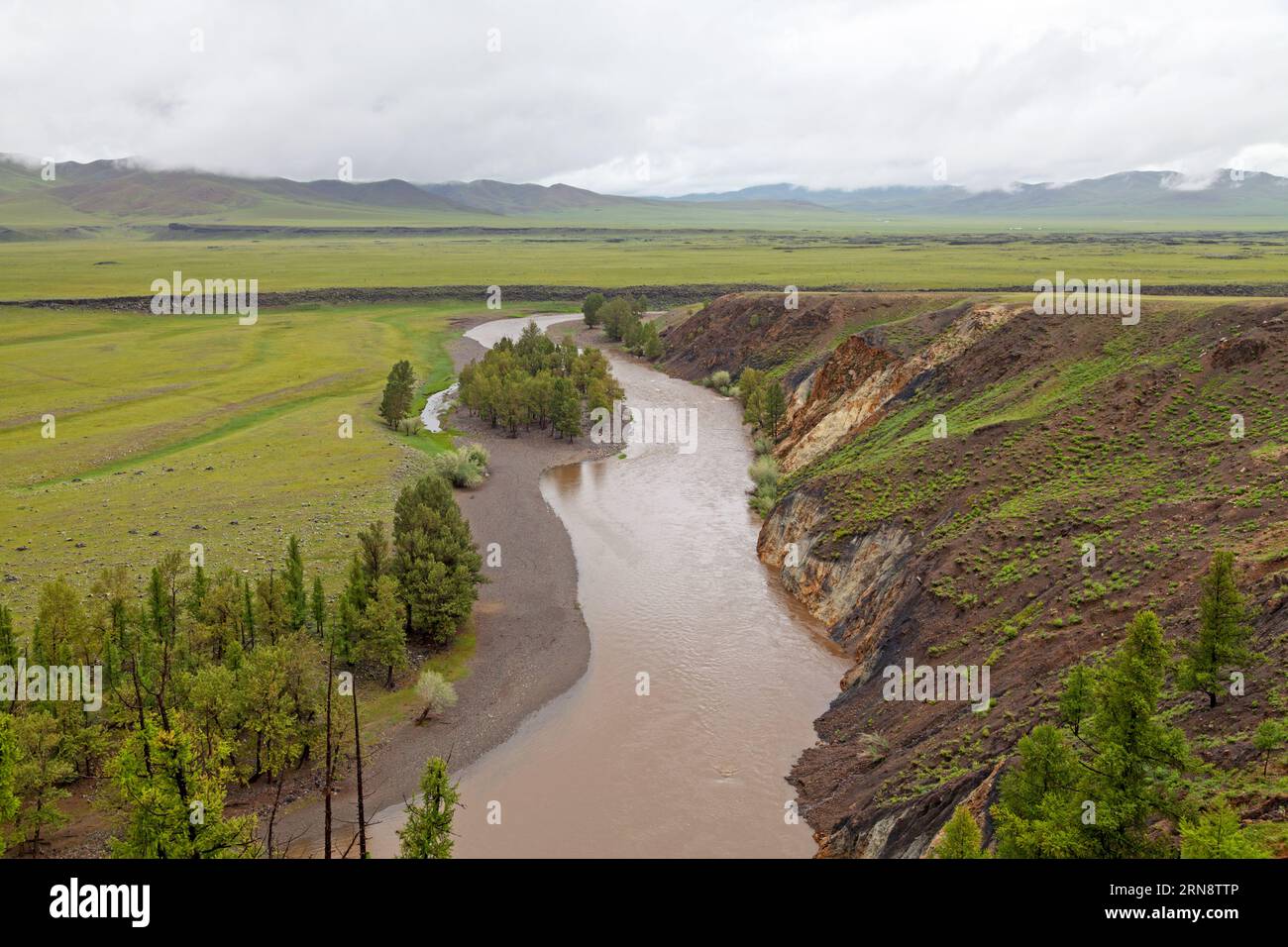 Der Orkhon River ist ein Fluss in der Mongolei. Stockfoto