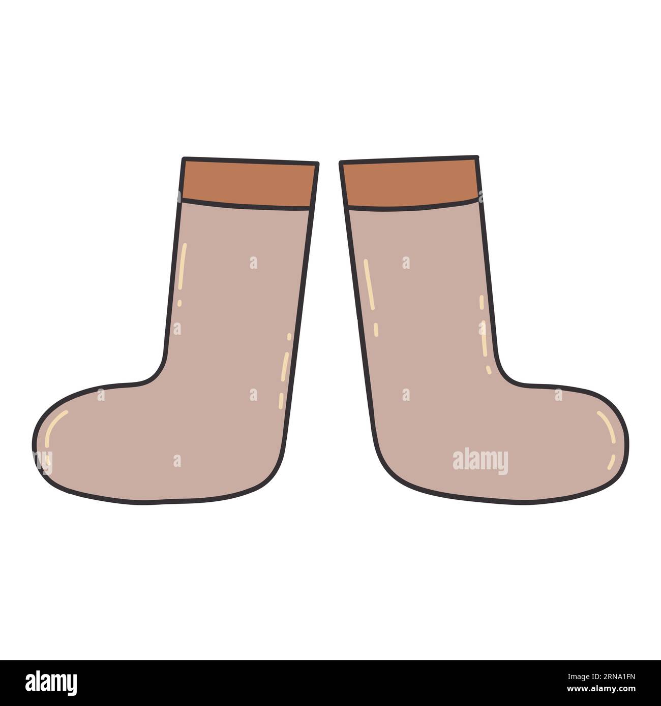 Stiefel aus Wollfilz. Bequeme warme Winterschuhe, alte traditionelle russische Kultur. Bunte Vektor-isolierte Illustration Hand gezeichnete Doodle mit Kontur Stock Vektor