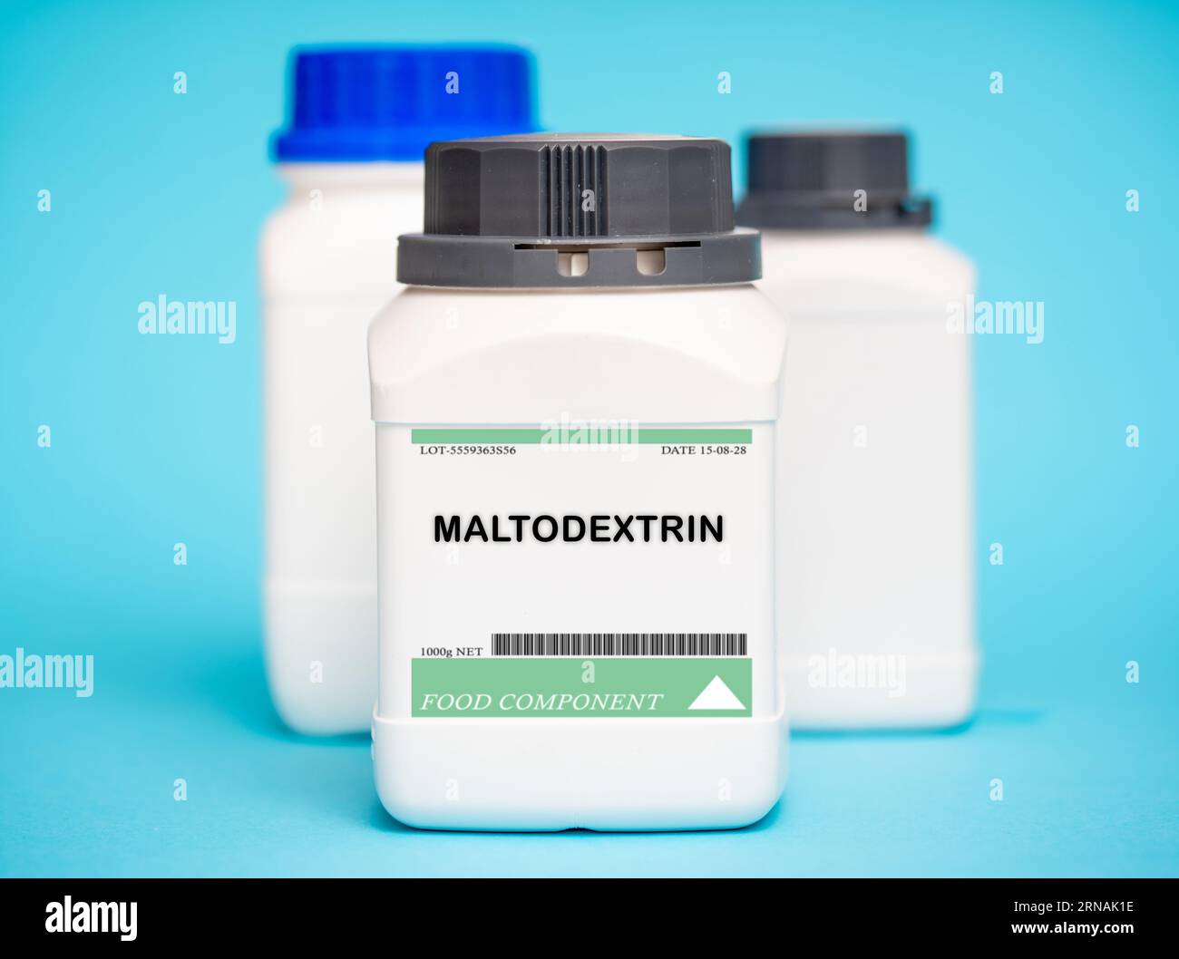 Maltodextrin ist ein Kohlenhydrat, das häufig als Verdickungsmittel und Süßungsmittel in verarbeiteten Lebensmitteln wie Snacks, Suppen und Saucen verwendet wird. Es wird in der Regel verwendet Stockfoto