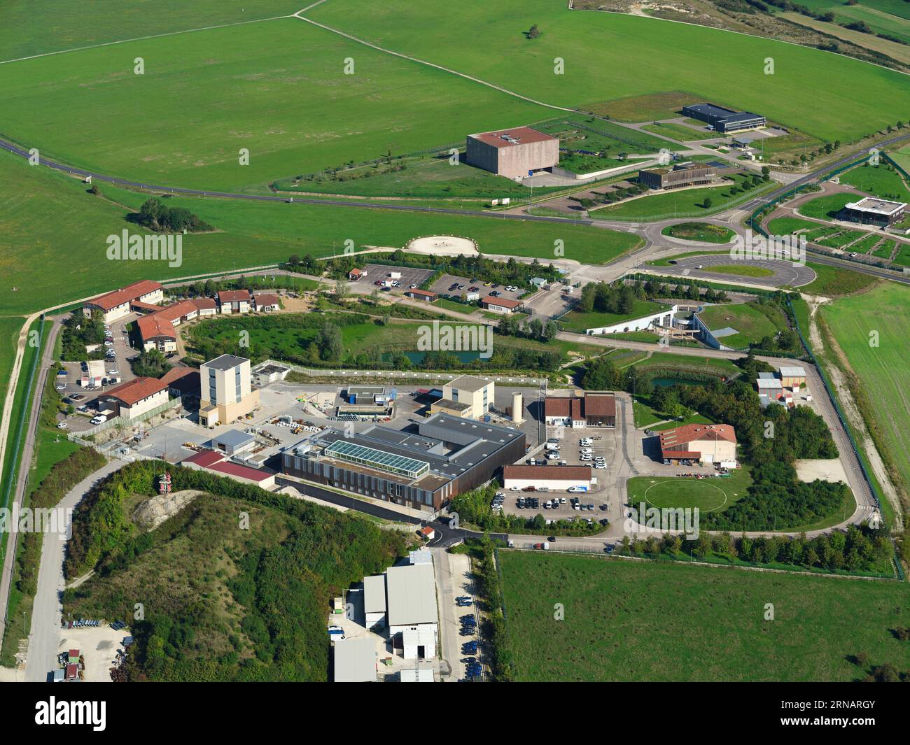 LUFTAUFNAHME. Unterirdisches Forschungslabor zur Untersuchung der Langzeitlagerung nuklearer Abfälle. Bure, Maas, Grand Est, Frankreich. Stockfoto