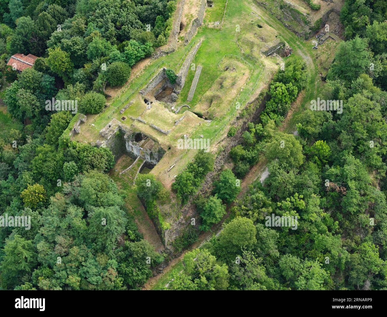 LUFTAUFNAHME. Fort Fuentes. Colico, Provinz Lecco, Lombardei, Italien. Stockfoto