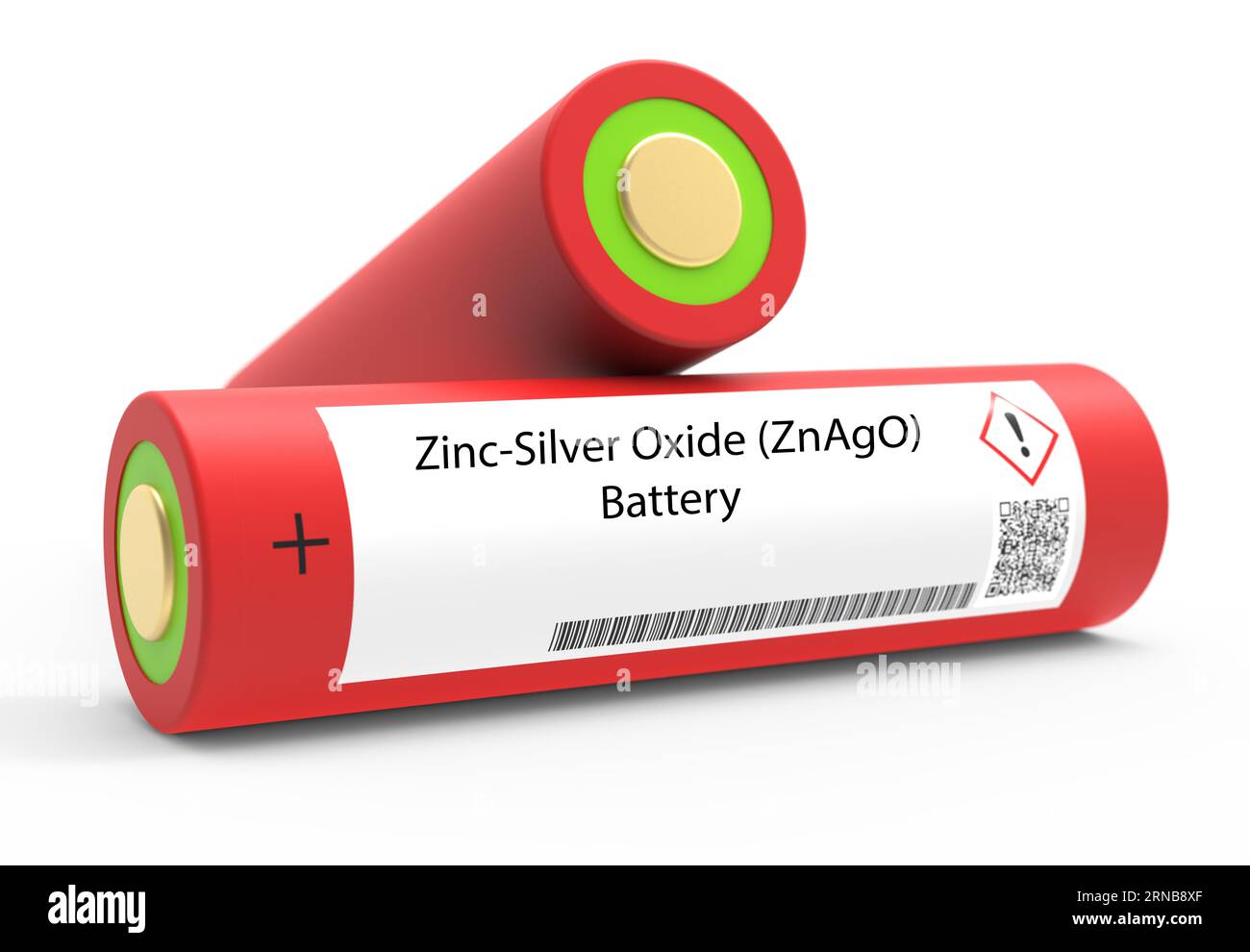 Zink-Silberoxid-Batterie (ZnAgO) ZnAgO-Batterien werden in kleinen elektronischen Geräten wie Hörgeräten und Taschenrechnern verwendet. Sie haben eine hohe Energie d Stockfoto