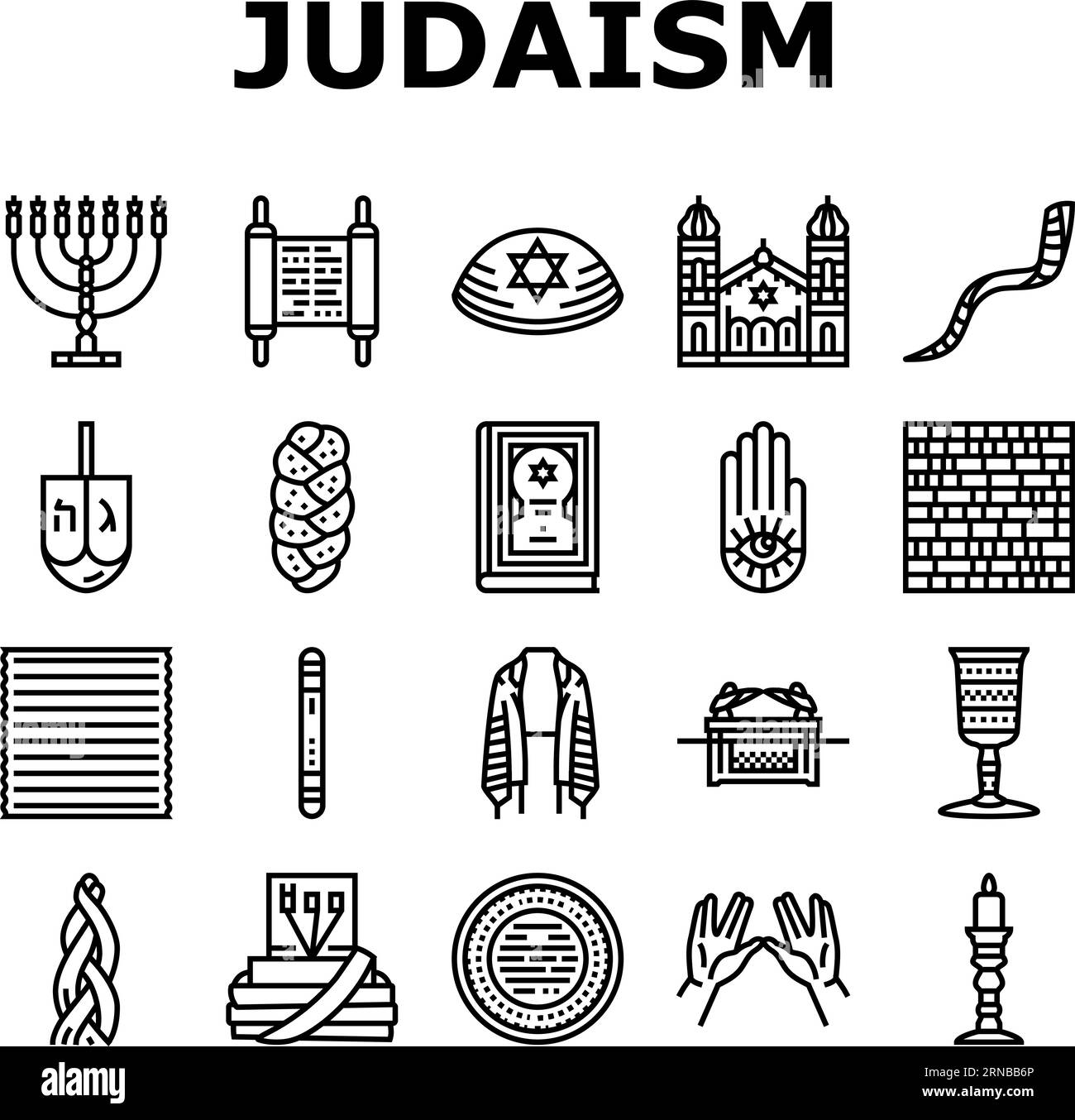 judaismus jüdischer jude israel tora-Symbole setzen Vektor Stock Vektor