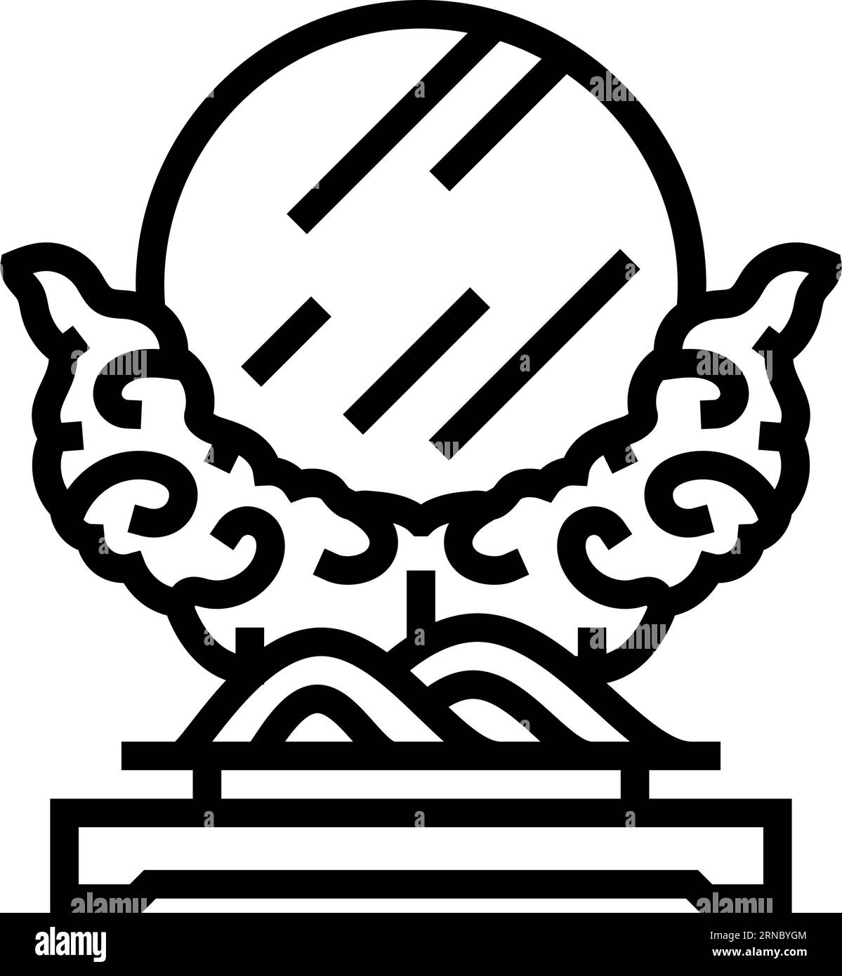 Shintai Spiegel shintoism Linie Icon Vektor Illustration Stock Vektor