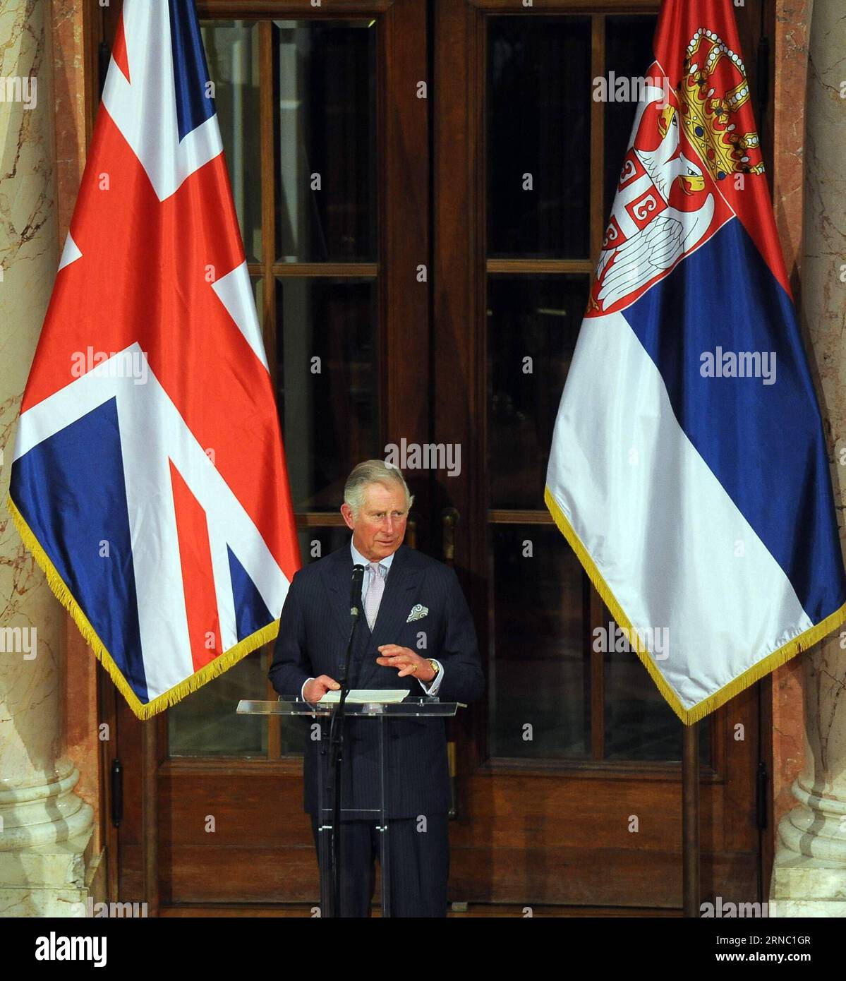 (160317) -- BELGRAD, 17. März 2016 -- der britische Prinz Charles, Prince of Wales, spricht bei einem Empfang des serbischen Parlaments in Belgrad, Serbien, am 17. März 2016. Prinz Charles und seine Frau Camilla, Herzogin von Cornwall, haben einen zweitägigen Besuch in Serbien. SERBIEN-BELGRAD-PRINZ CHARLES-VISIT PredragxMilosavljevic PUBLICATIONxNOTxINxCHN Belgrad 17. März 2016 der britische Prinz Charles Prince of Wales spricht BEI einem Empfang des serbischen Parlaments in Belgrad Serbien AM 17. März 2016 haben Prinz Charles und seine Frau Camilla Herzogin von Cornwall einen 2-tägigen Besuch in Serbien Belgrad Prinz Charles Vis Stockfoto