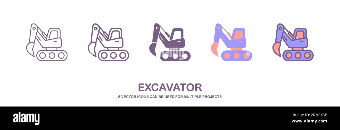 Abbildung des Baggersymbols auf weißem Hintergrund. Baggervektorsymbol im modernen Design. Stock Vektor