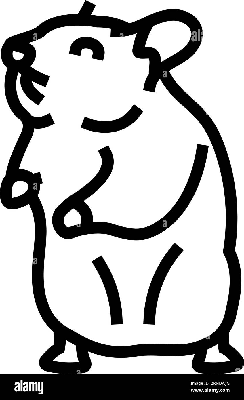 Vektorillustration für das stehende Haustier-Liniensymbol des Hamsters Stock Vektor