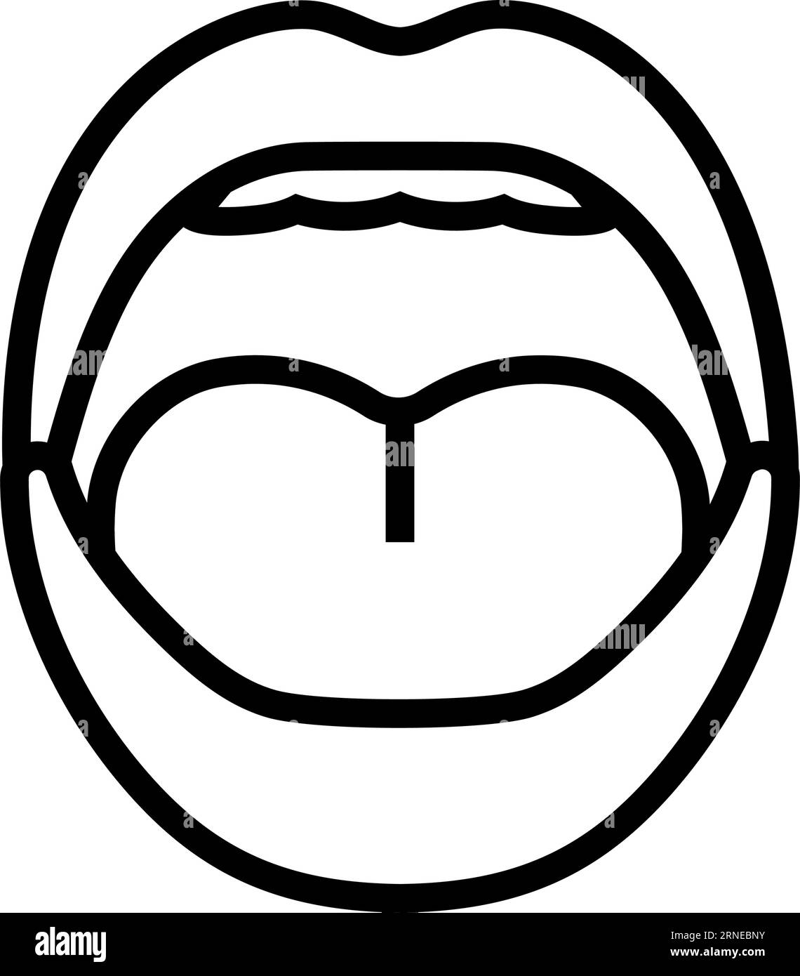 o Vektorillustration mit animiertem Liniensymbol im Mund Stock Vektor